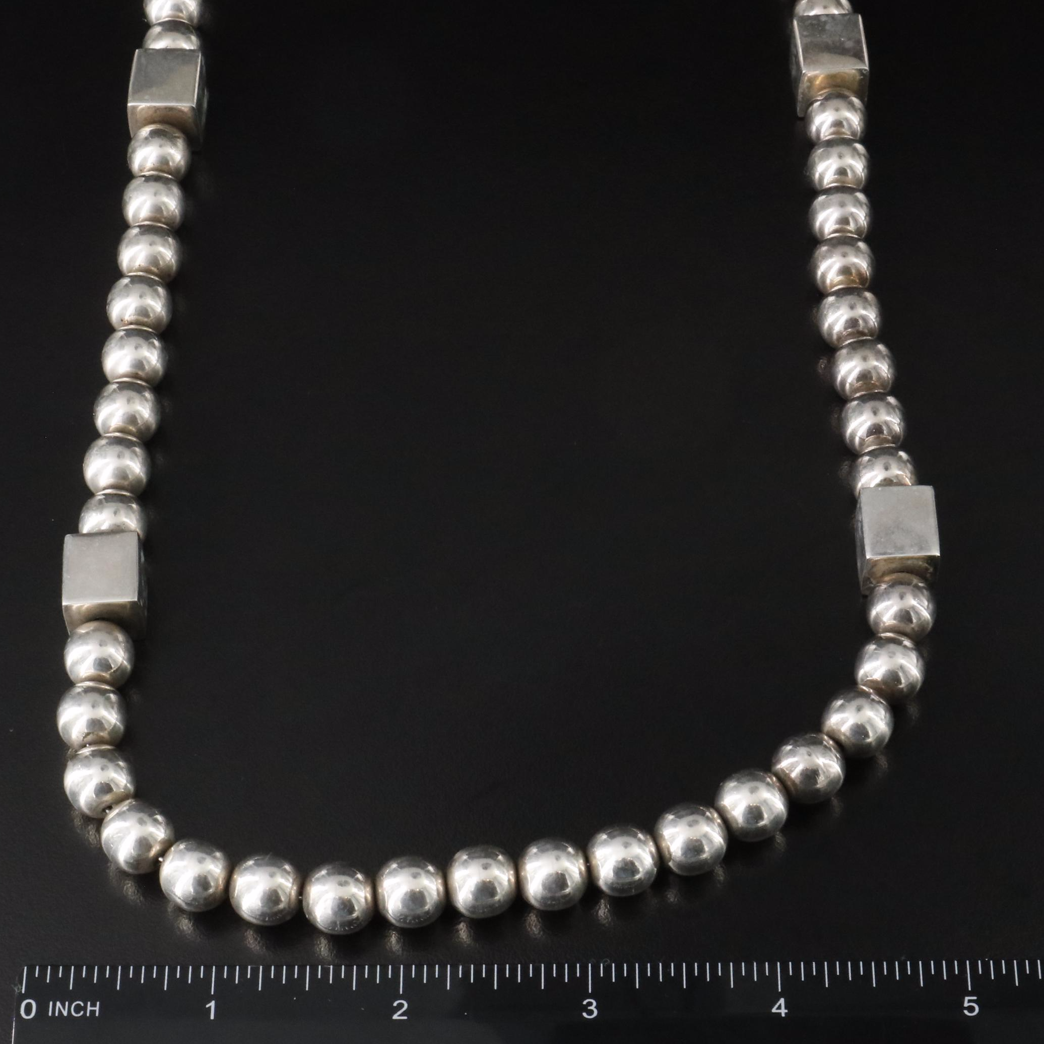 Mexican Sterling Bead Necklace