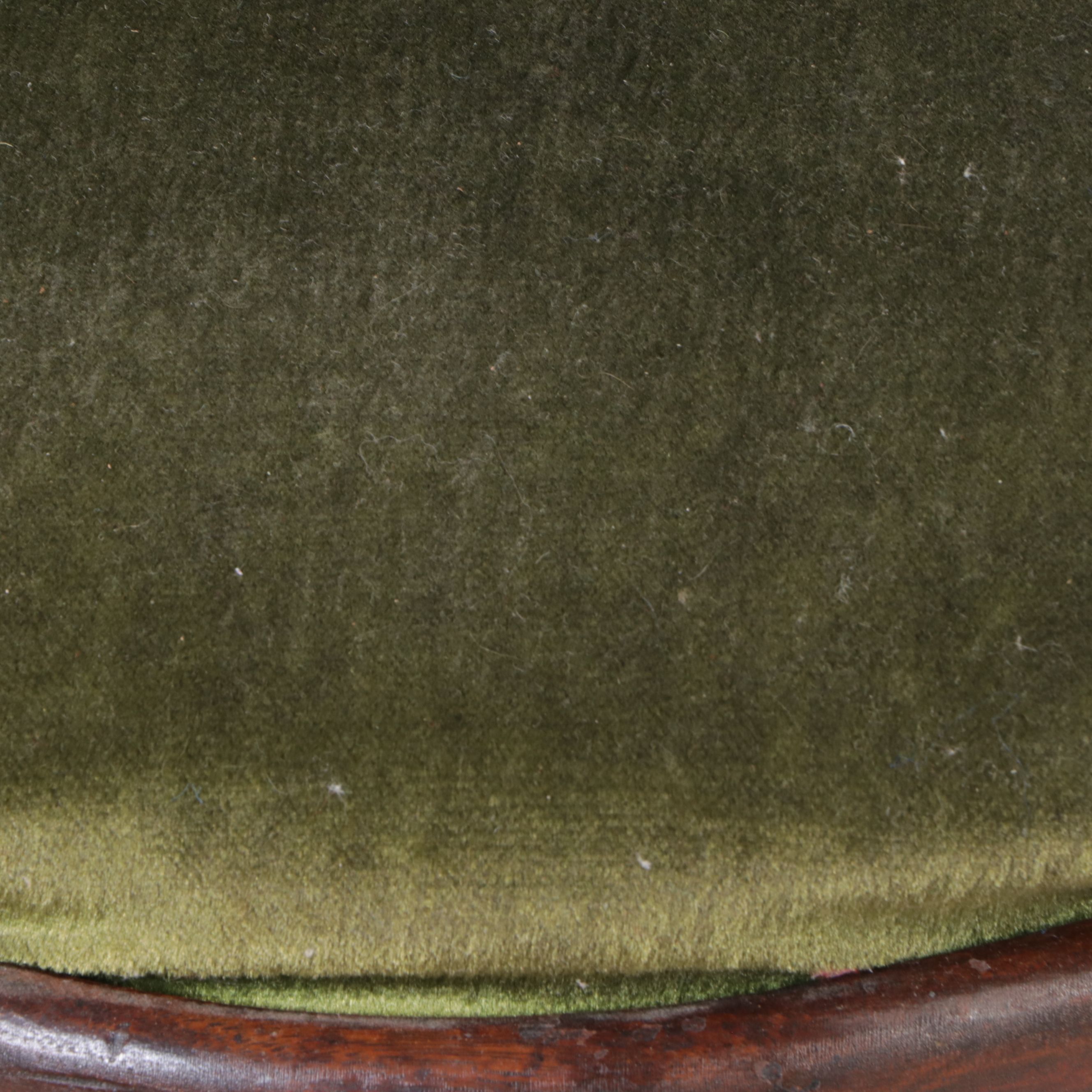 Victorian Carved Walnut Balloon-Back Side Chair with Green Velvet Seat