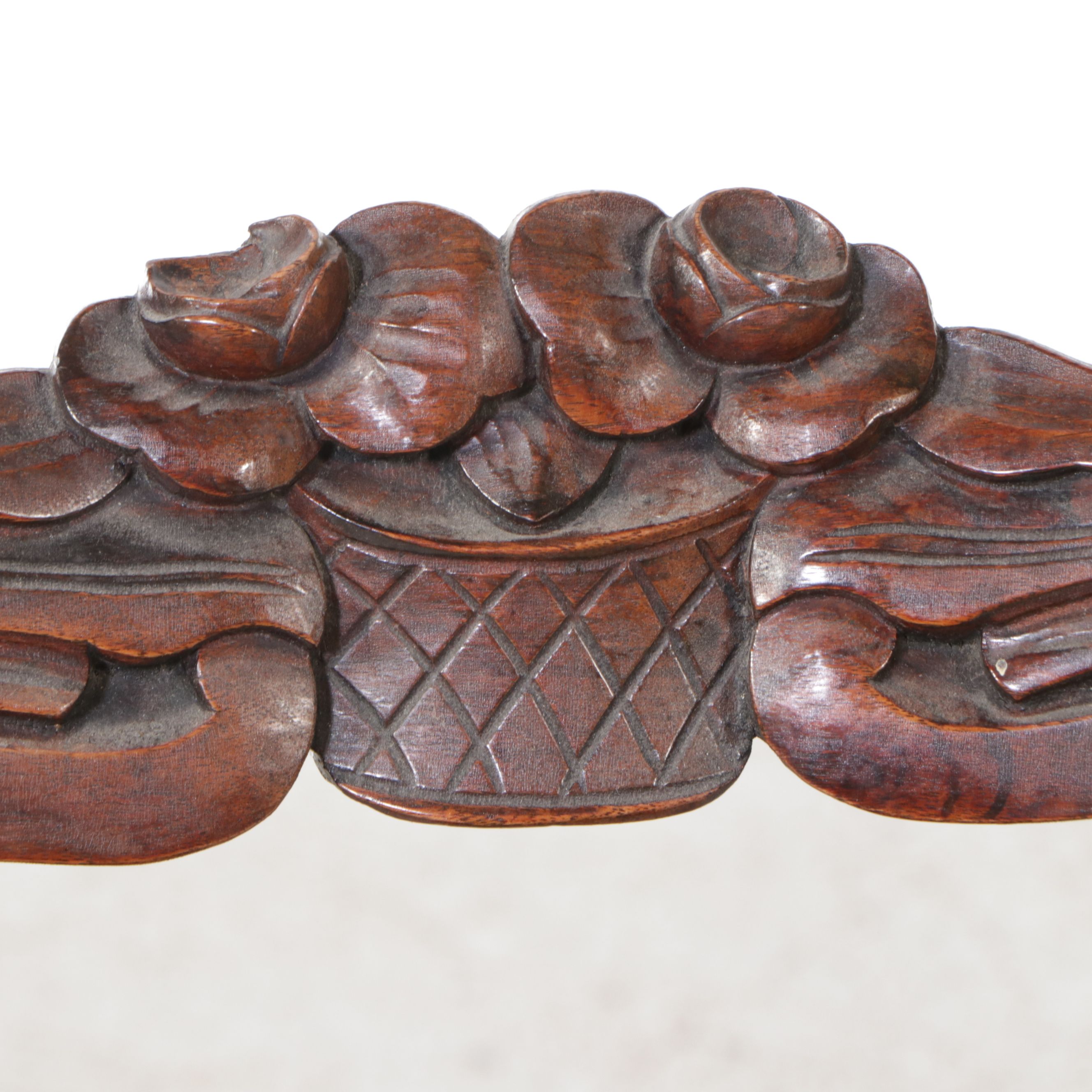 Victorian Carved Walnut Balloon-Back Side Chair with Green Velvet Seat