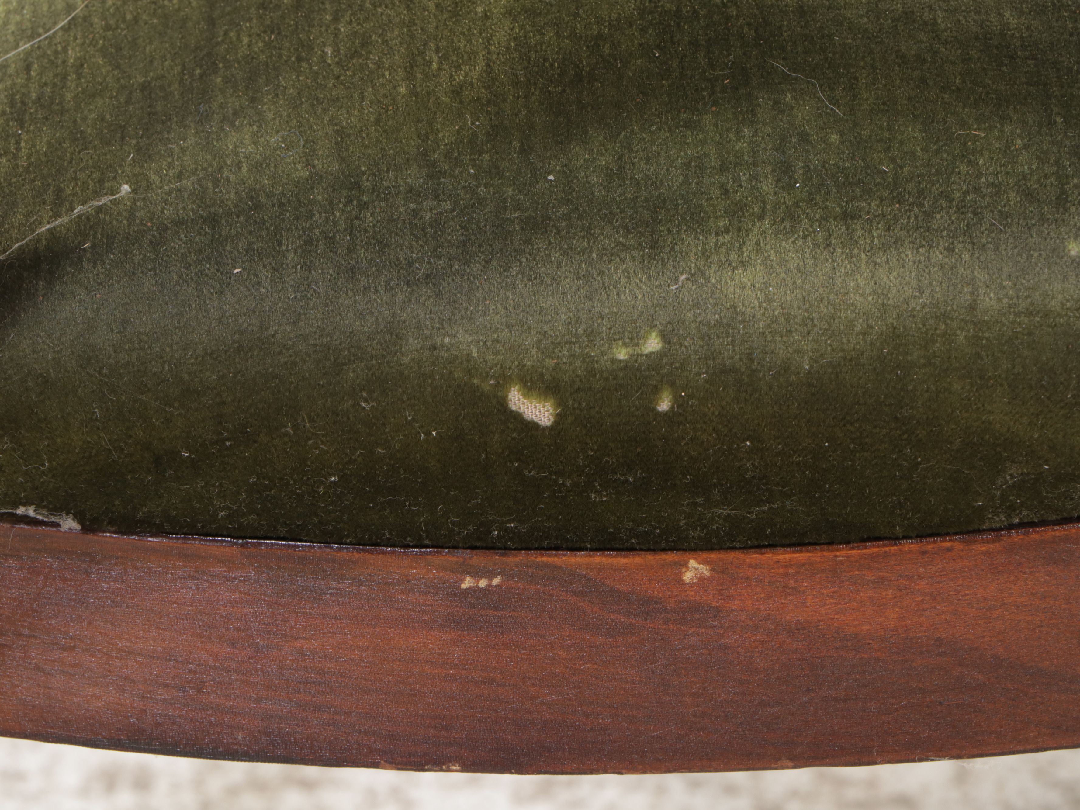 Victorian Carved Walnut Balloon-Back Side Chair with Green Velvet Seat