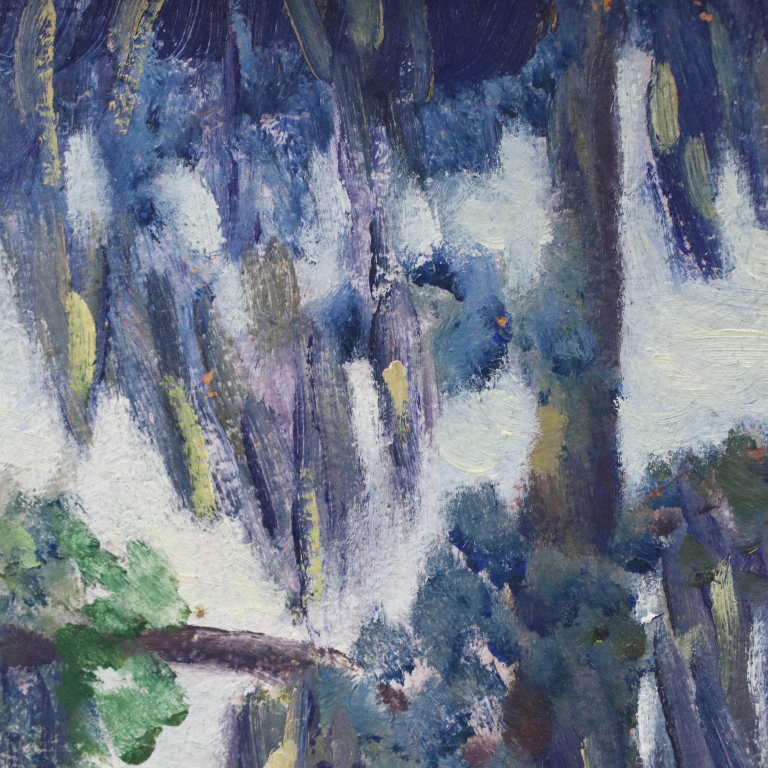 Impressionistic Landscape Oil Painting of House with Trees