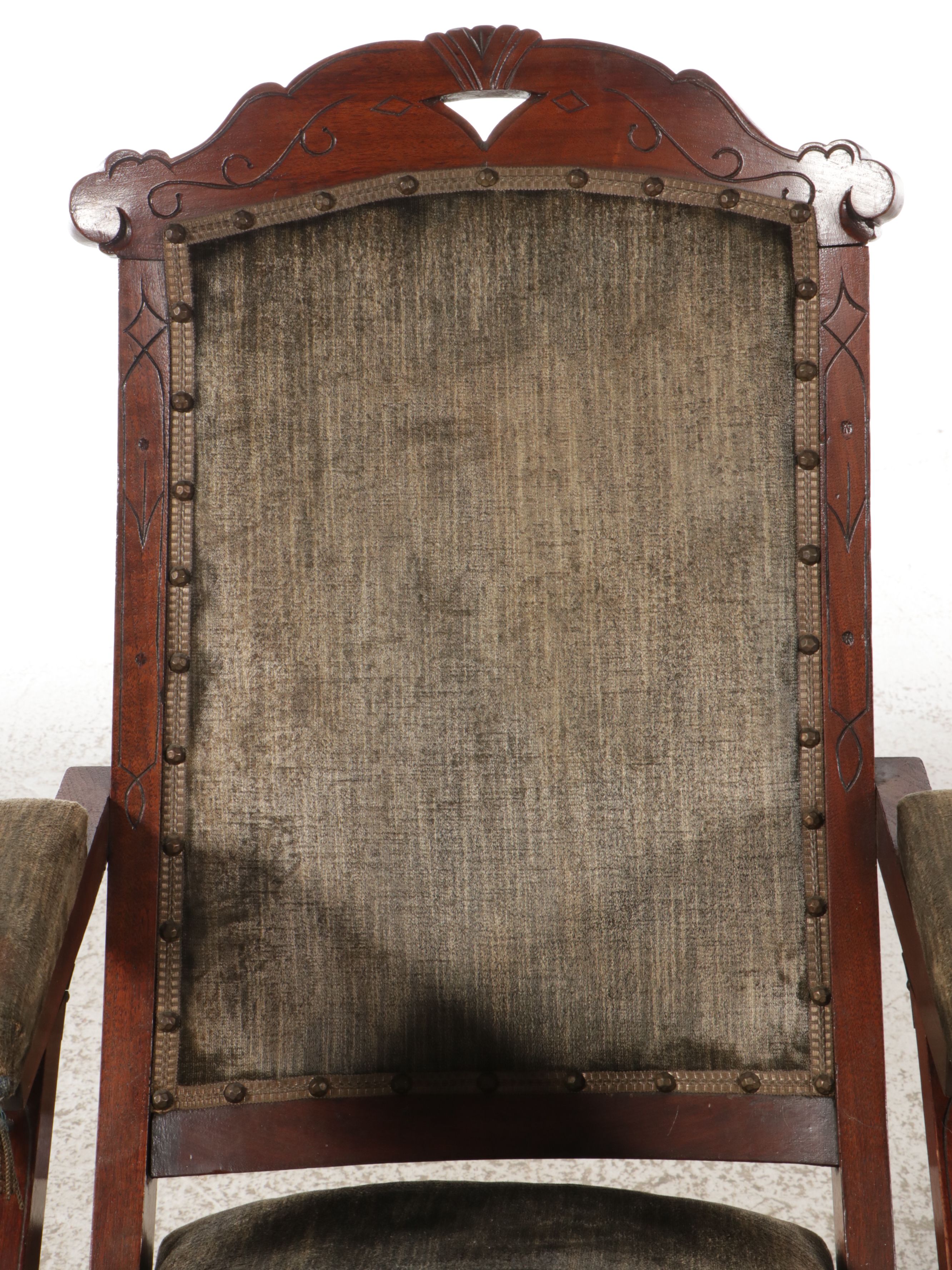 Victorian Velvet and Mahogany Folding Chair