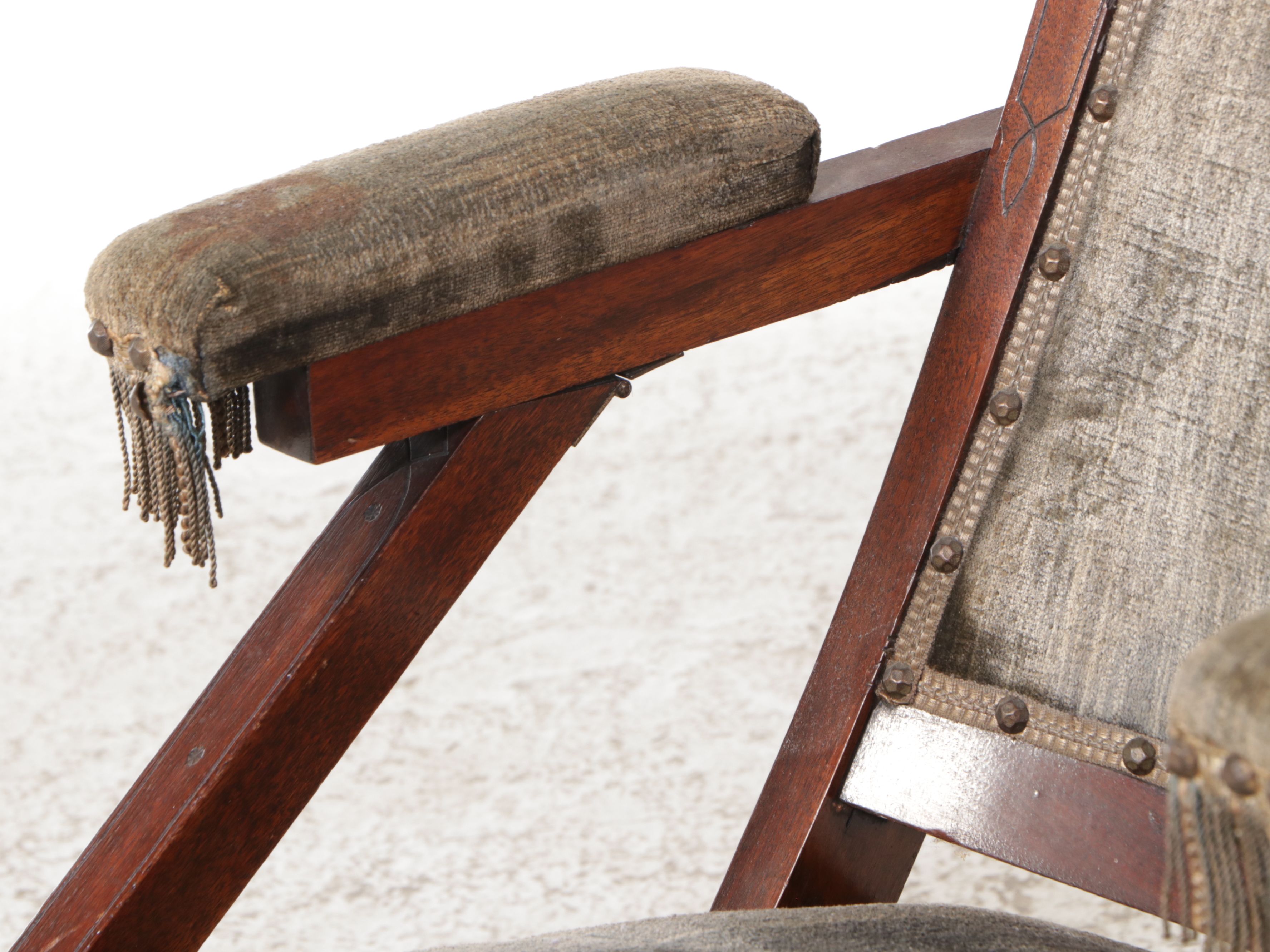 Victorian Velvet and Mahogany Folding Chair