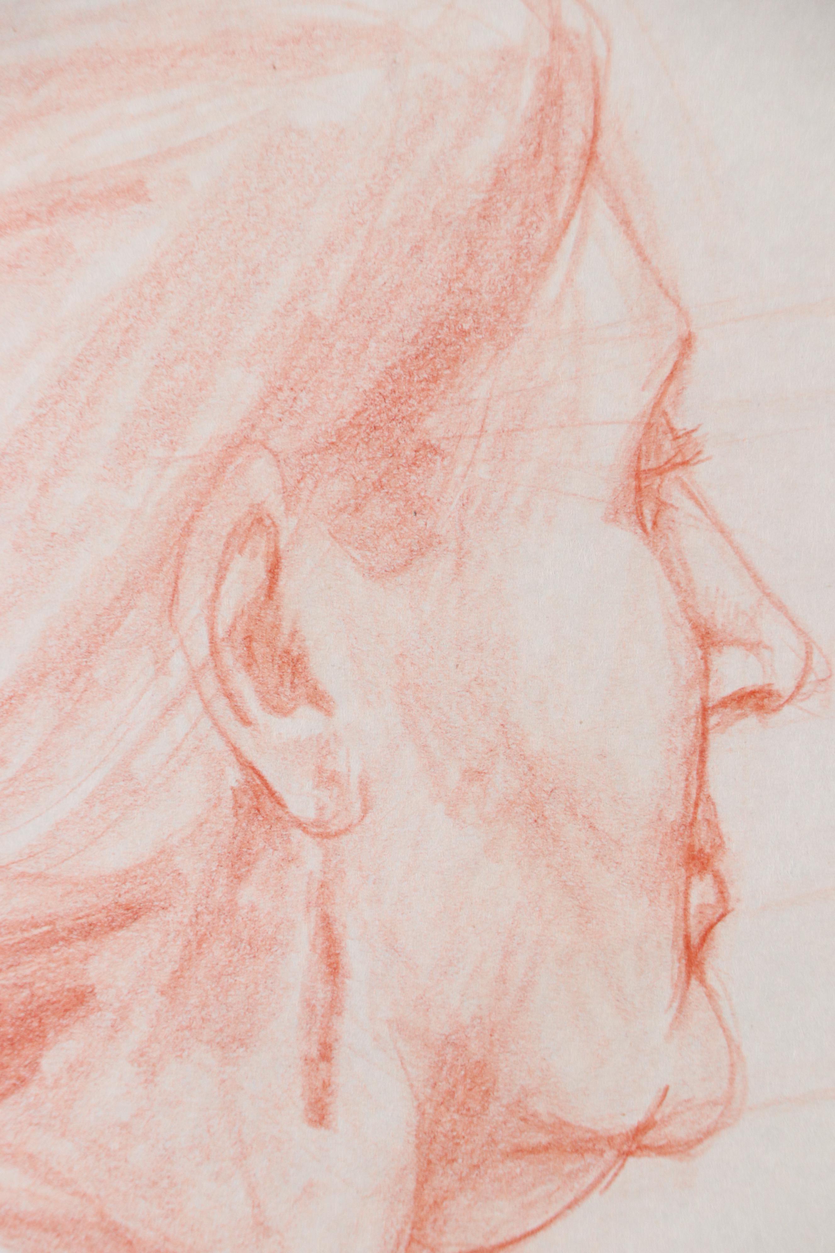 Colored Pencil Portrait Drawing of Woman in Profile