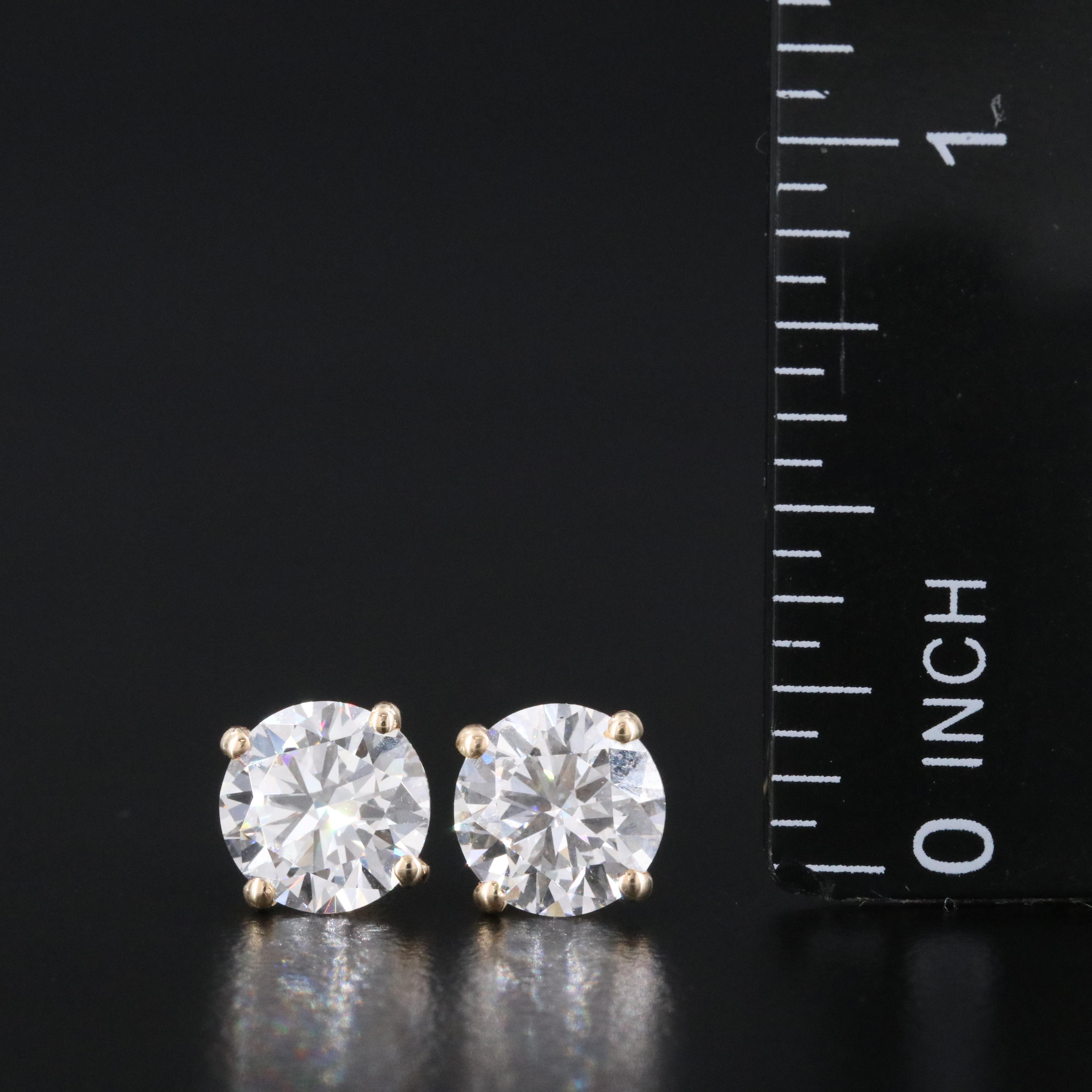 14K 3.01 CTW Lab Grown Diamond Solitaire Earrings with IGI Jewelry Report
