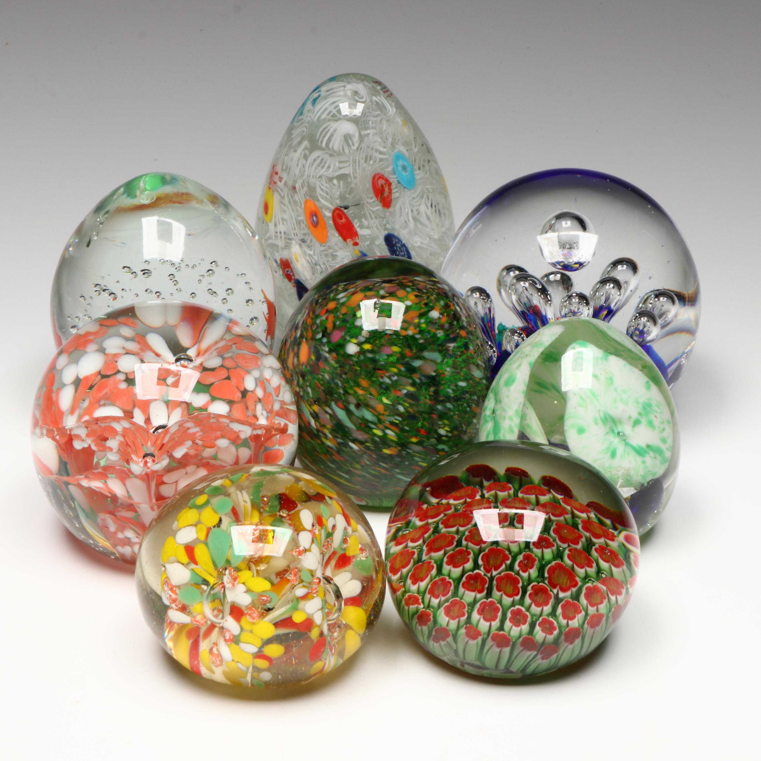 Millefiori with Other Murano Style Art Glass Paperweights