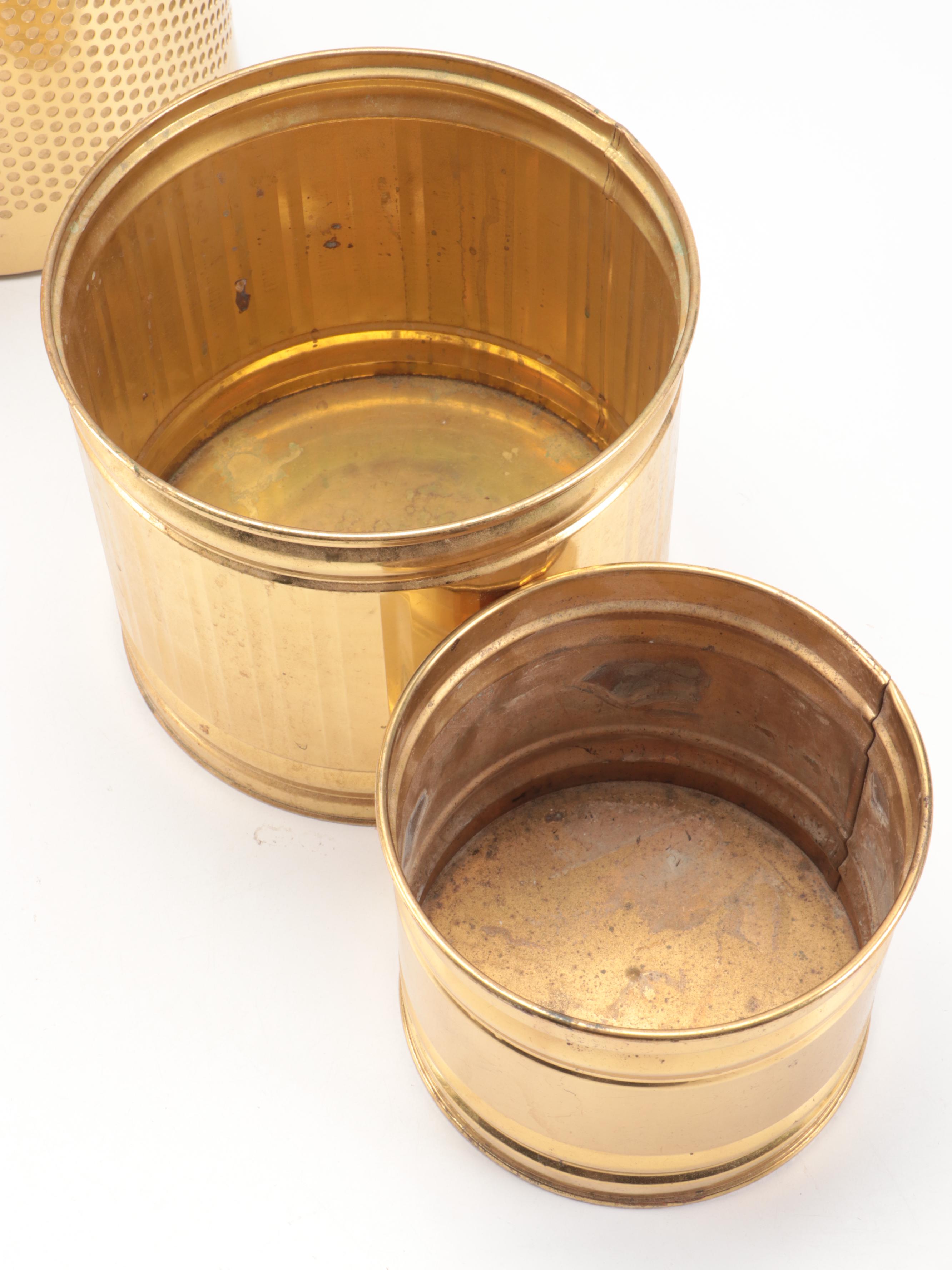 Brass Finish Table Lamp, Bristol Brass Planter, and More Brass Décor