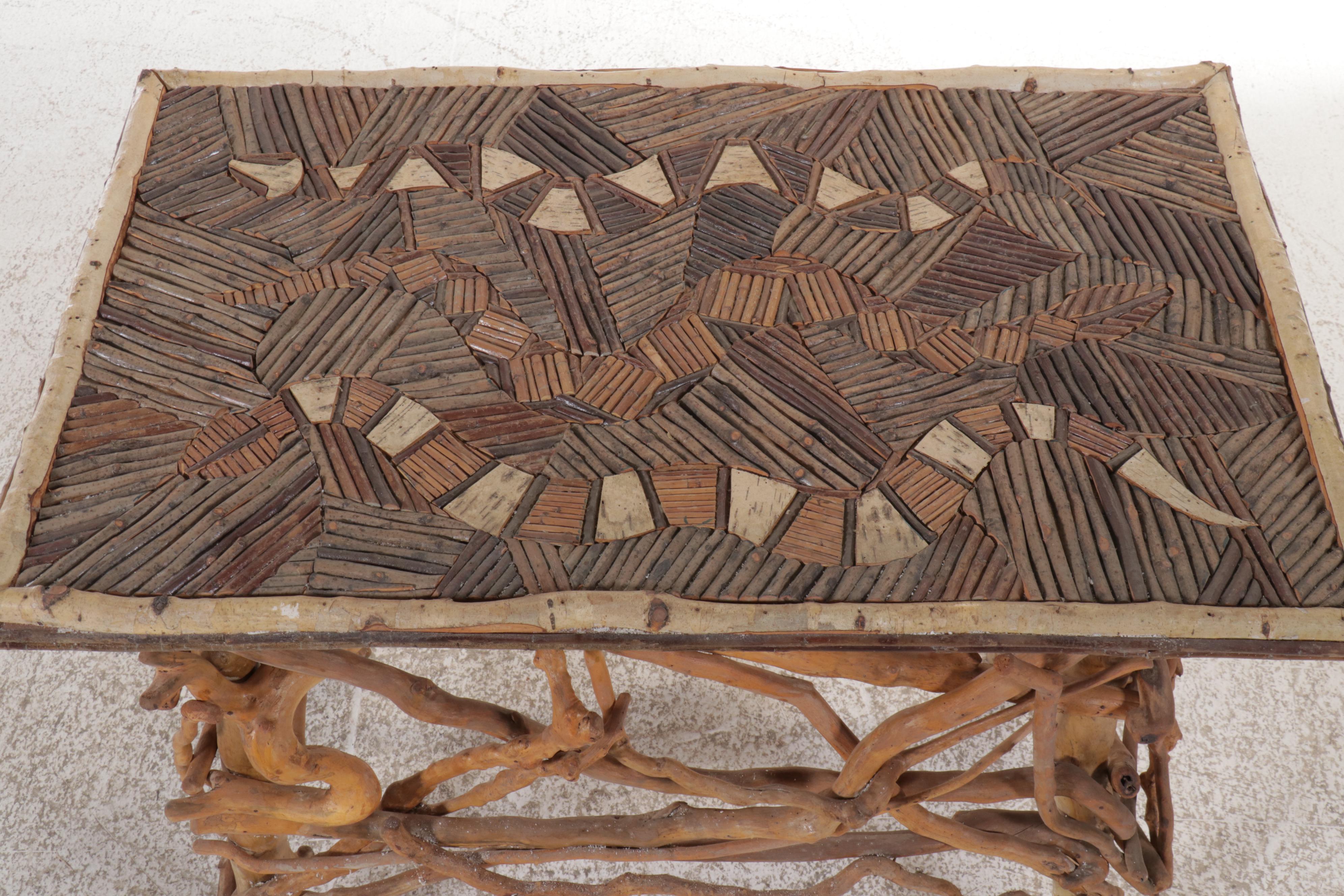 Robert Beaven Snake Motif Birch Bark and Root Wood Console Table