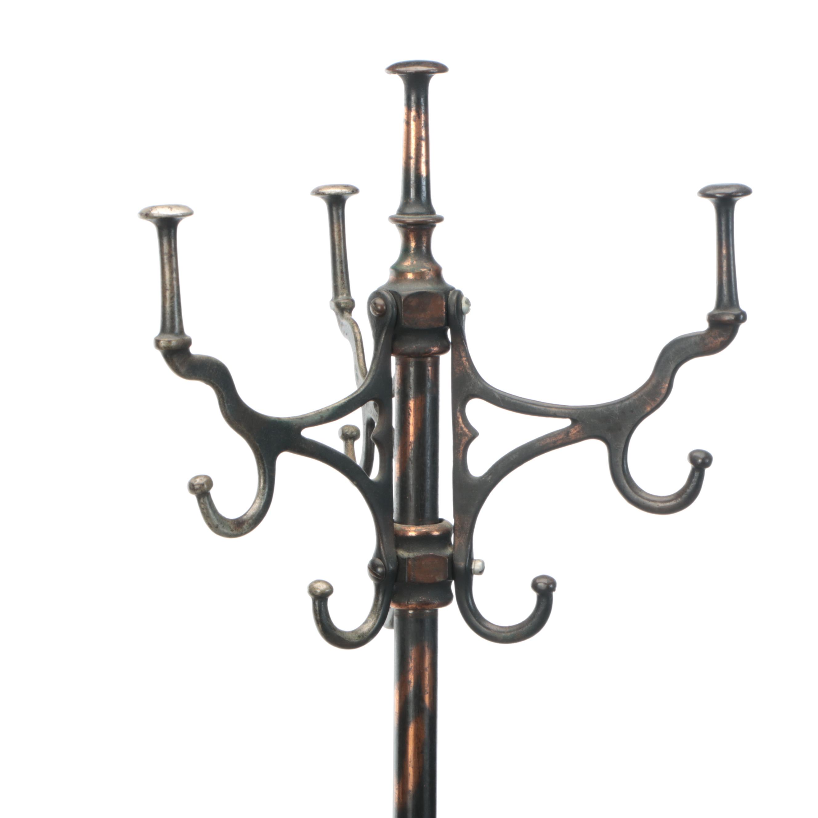 Art Nouveau Style Cast Iron Coat Rack and Umbrella Stand, Early 20th Century