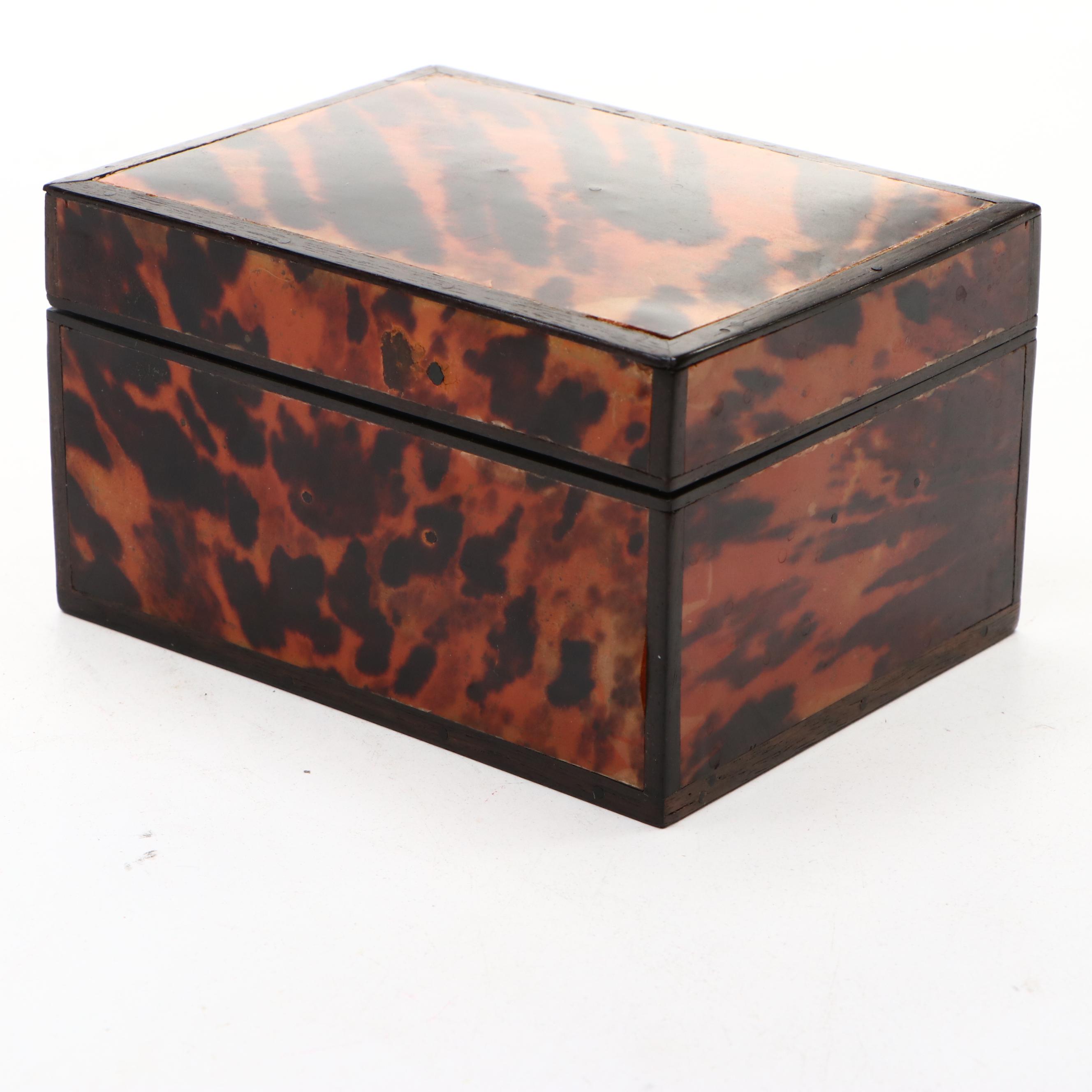 Faux Tortoiseshell Box, Chinese Resin Boy on Water Buffalo, & Hand-Painted Vase