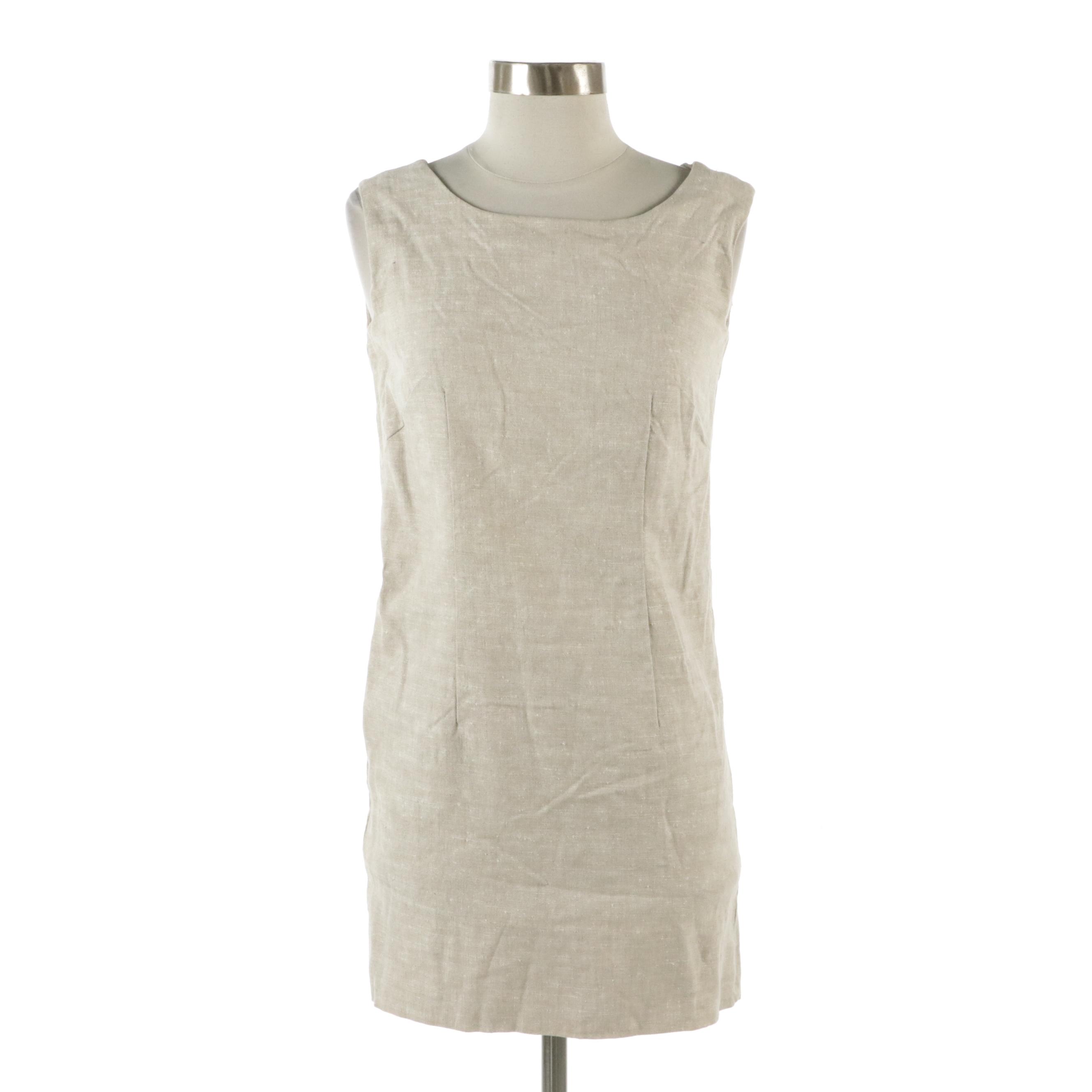 Vintage Beige Linen Mini Dress and Coordinating Jacket