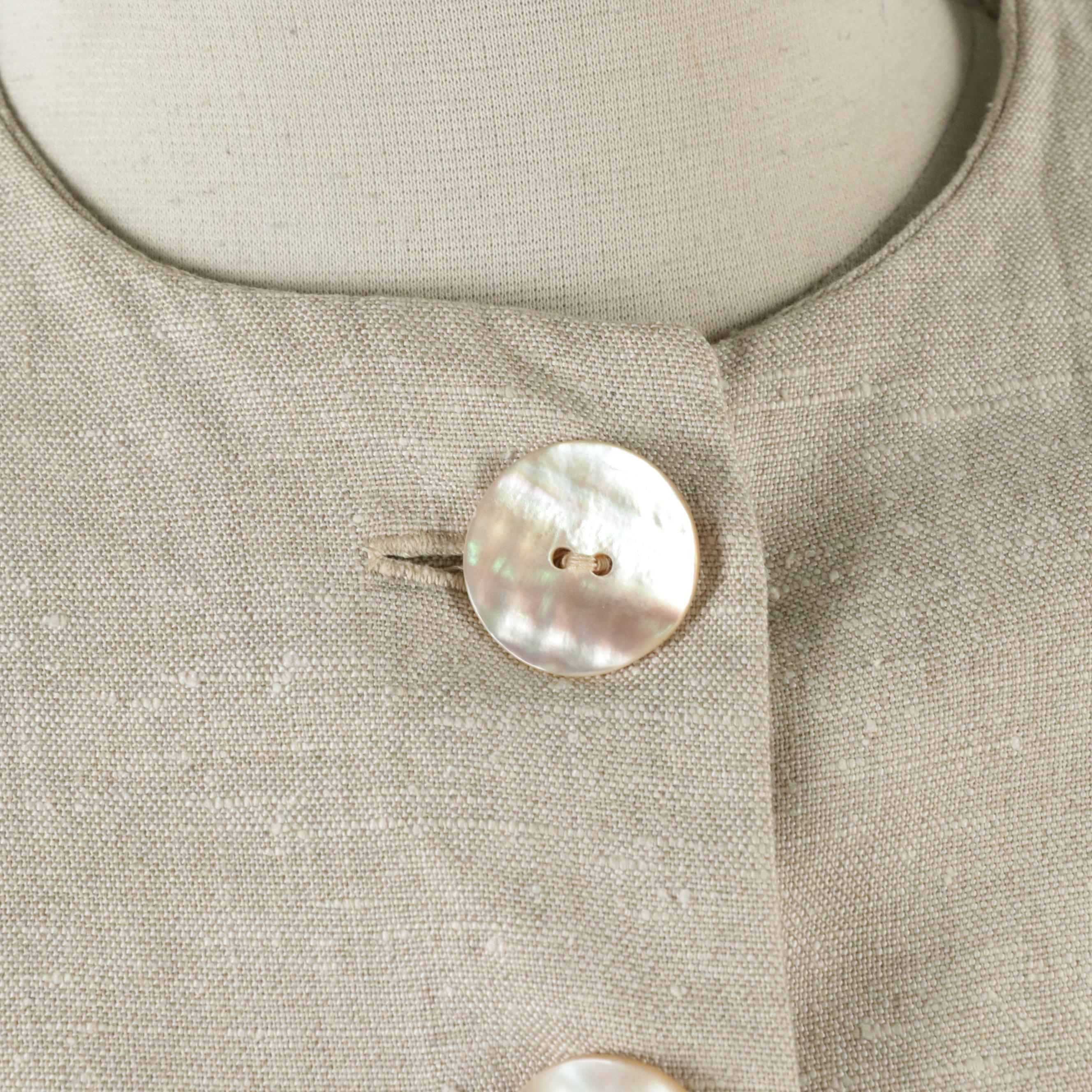 Vintage Beige Linen Mini Dress and Coordinating Jacket