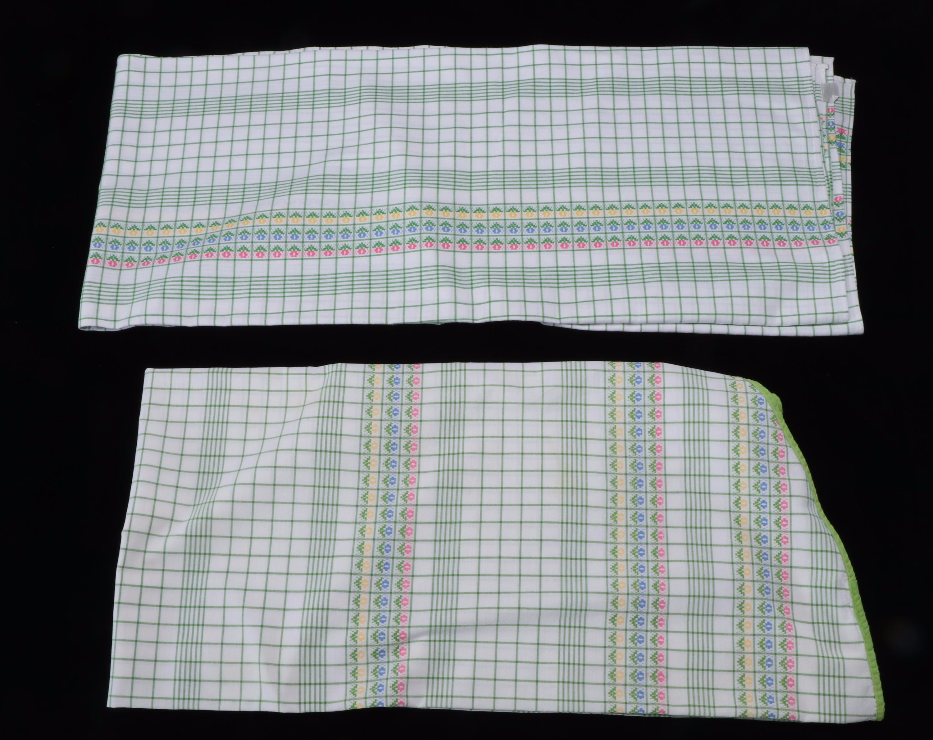 Hungarian Checkered Floral and Italian Corn Patterned Cotton Tablecloths