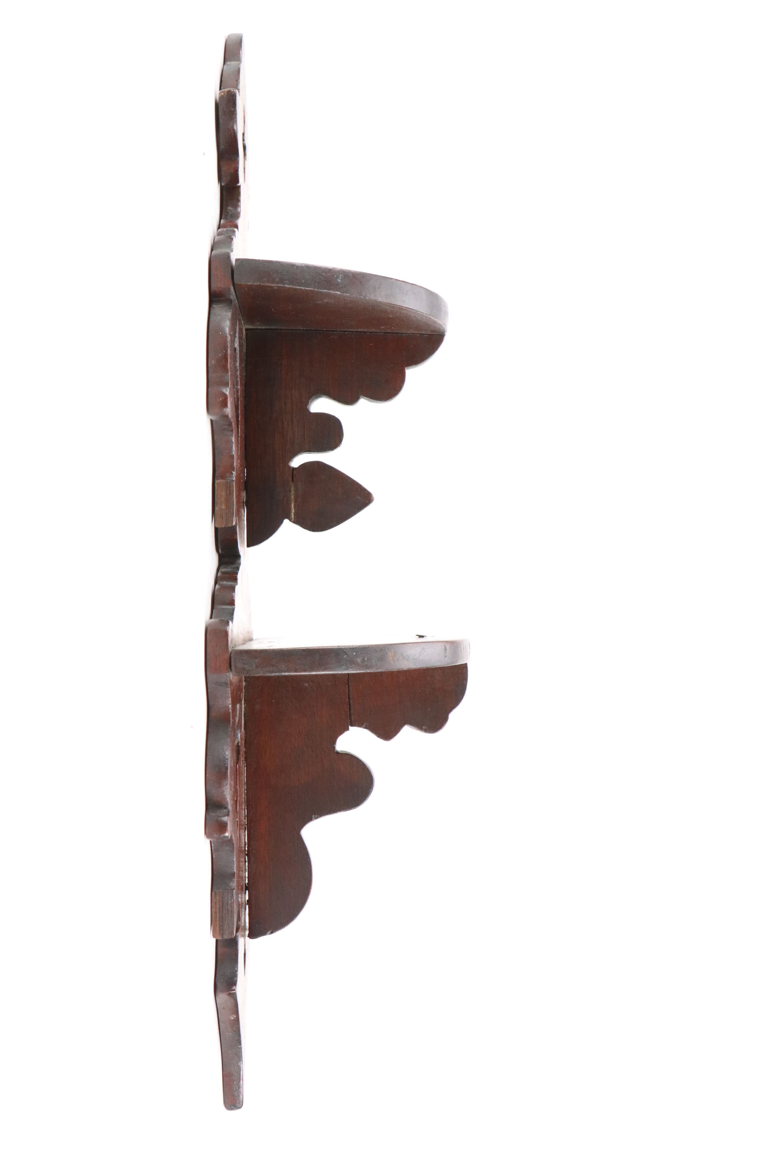 Victorian Hand-Carved Wood Wall Shelf, 1866