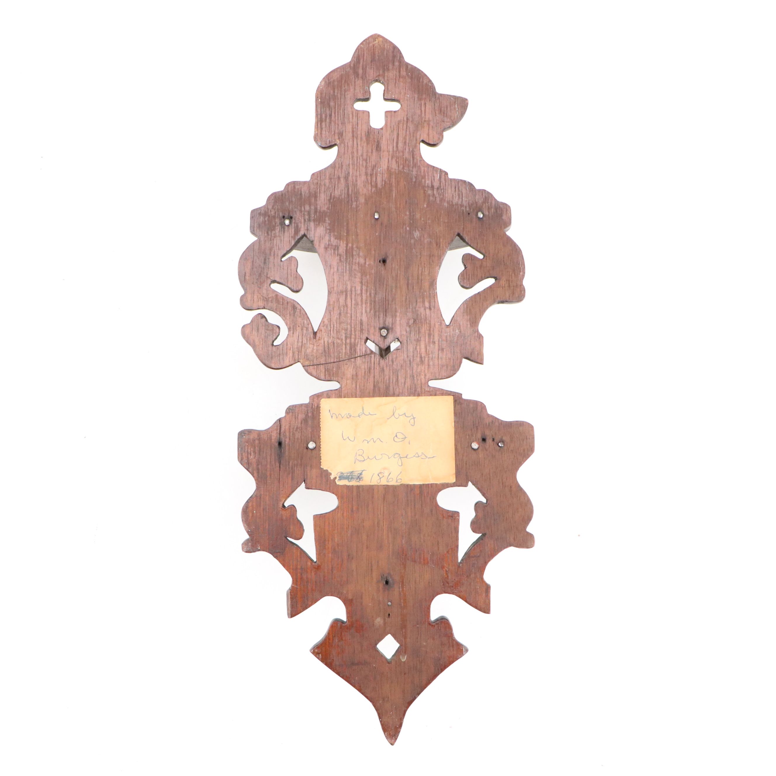 Victorian Hand-Carved Wood Wall Shelf, 1866