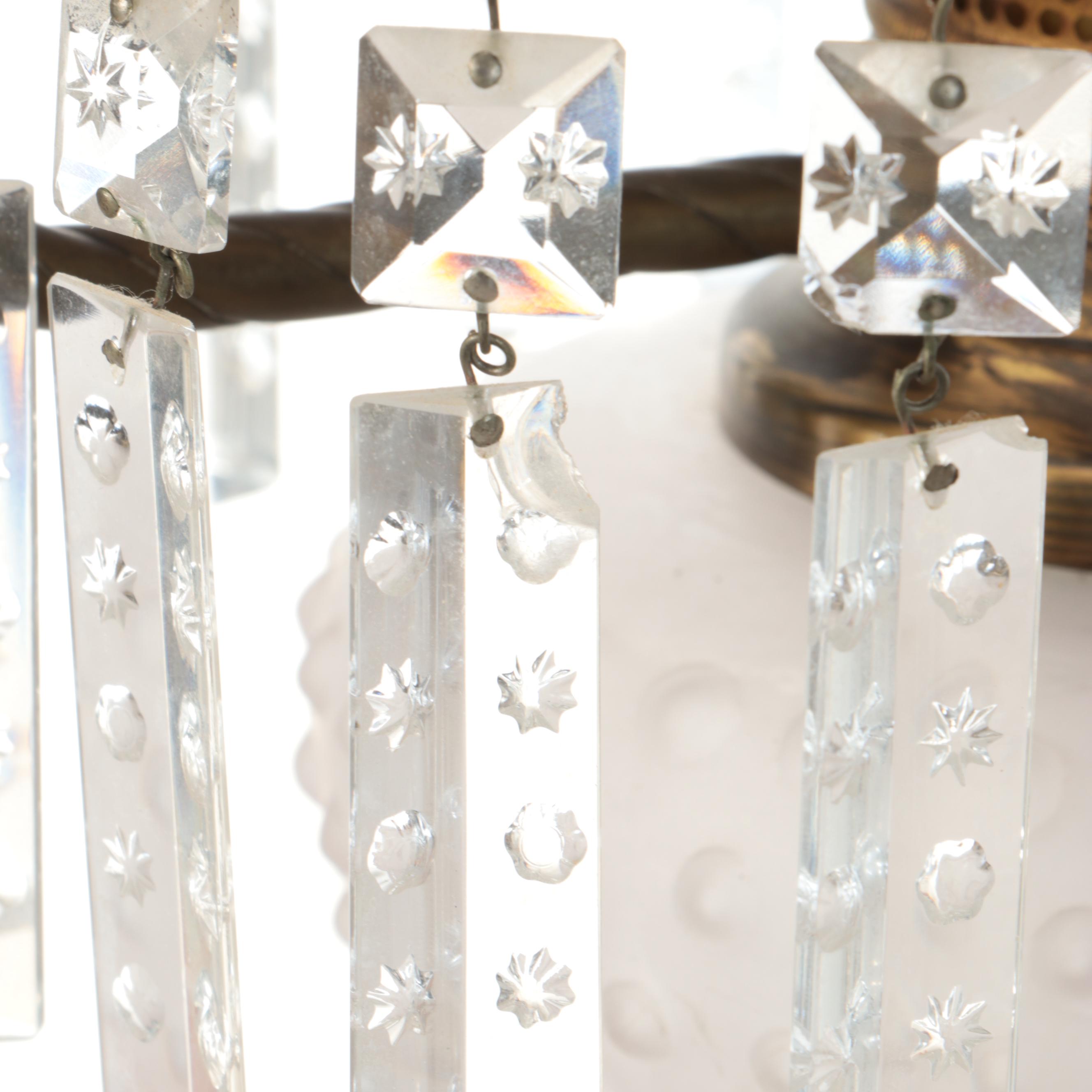 Victorian Hallway Oil Pendant Light, Hobnail Glass Shade & Counterweight Pulley