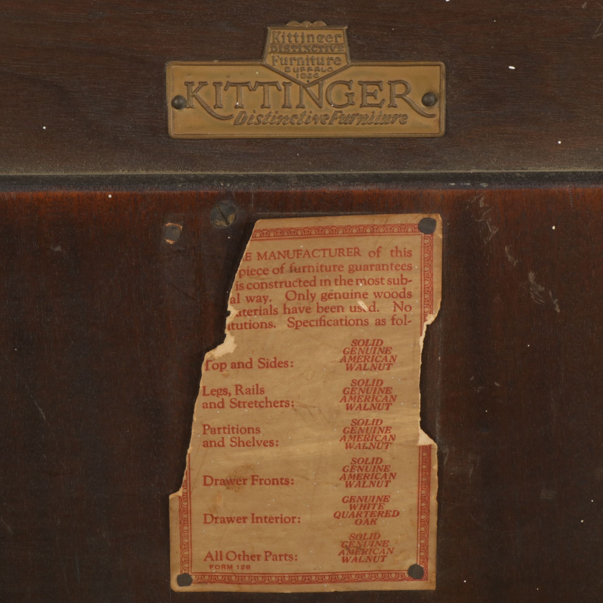 Kittinger Paint Decorated Walnut Wall Mirror, Mid-20th Century