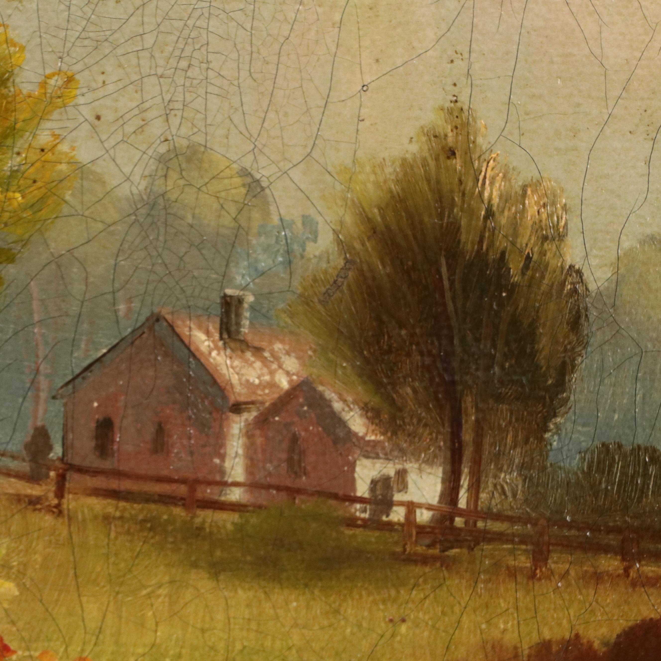 Ben Brinx Oil Painting of River Landscape with Fisherman