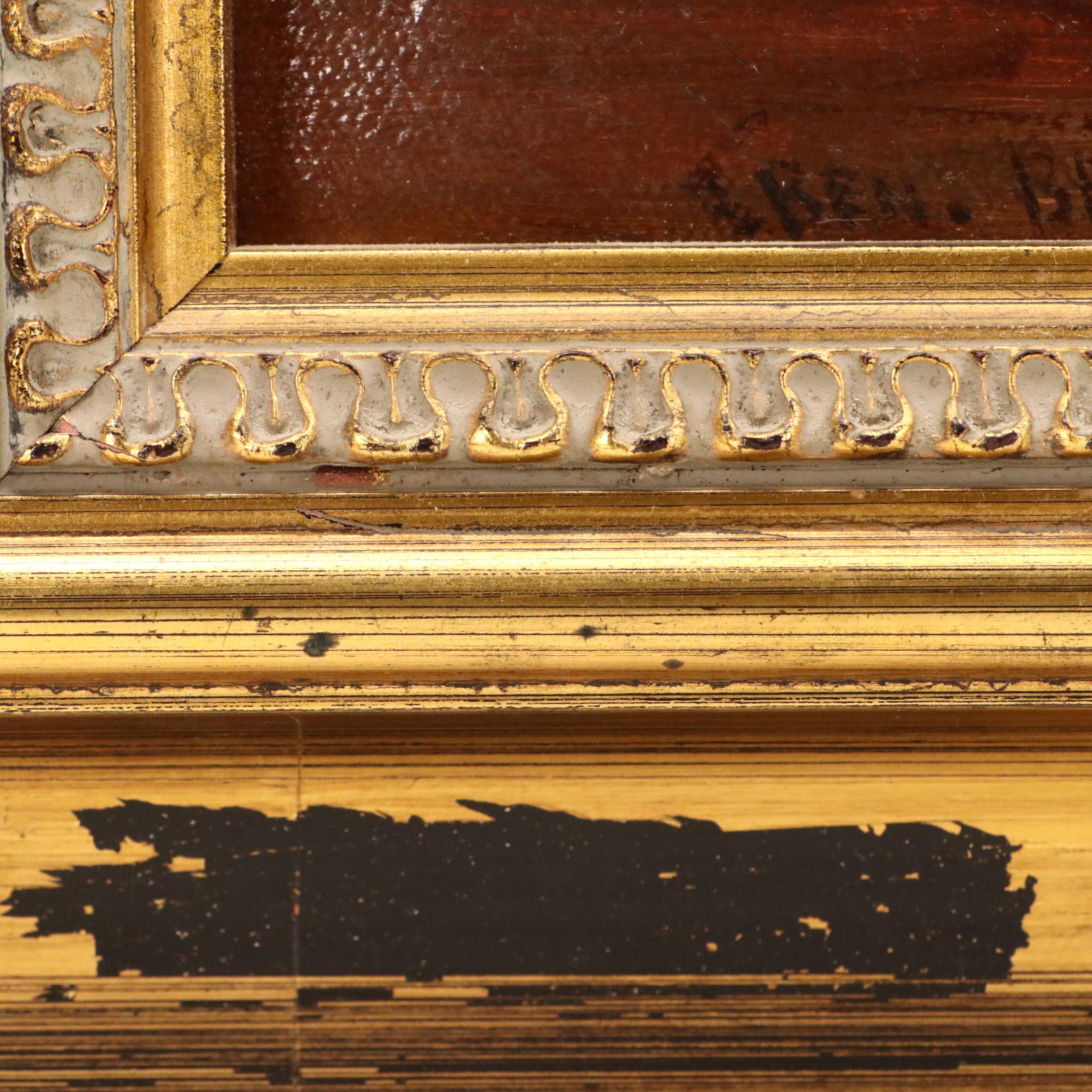 Ben Brinx Oil Painting of River Landscape with Fisherman