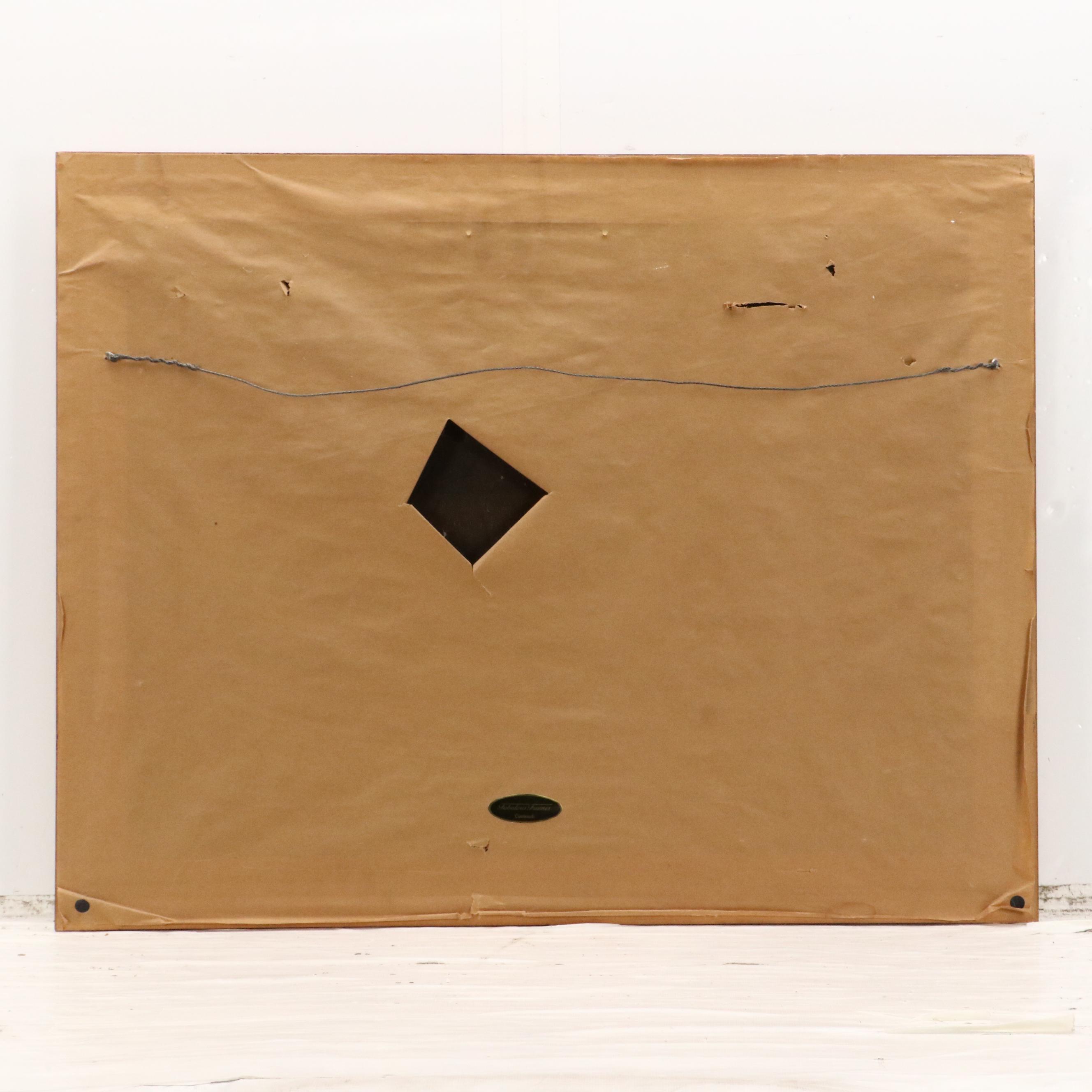 Ben Brinx Oil Painting of River Landscape with Fisherman