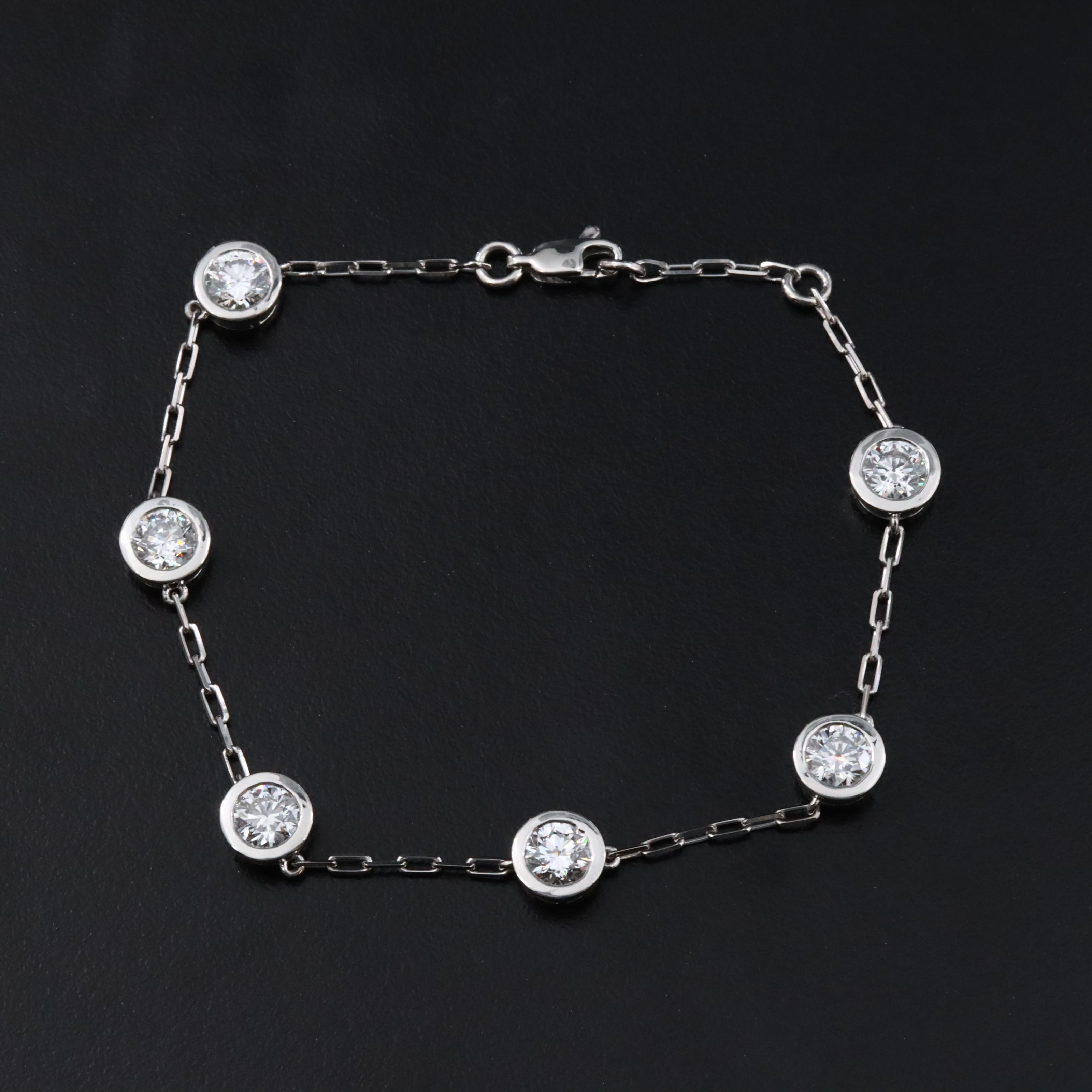 Platinum 3.44 CTW Lab Grown Diamond Station Bracelet