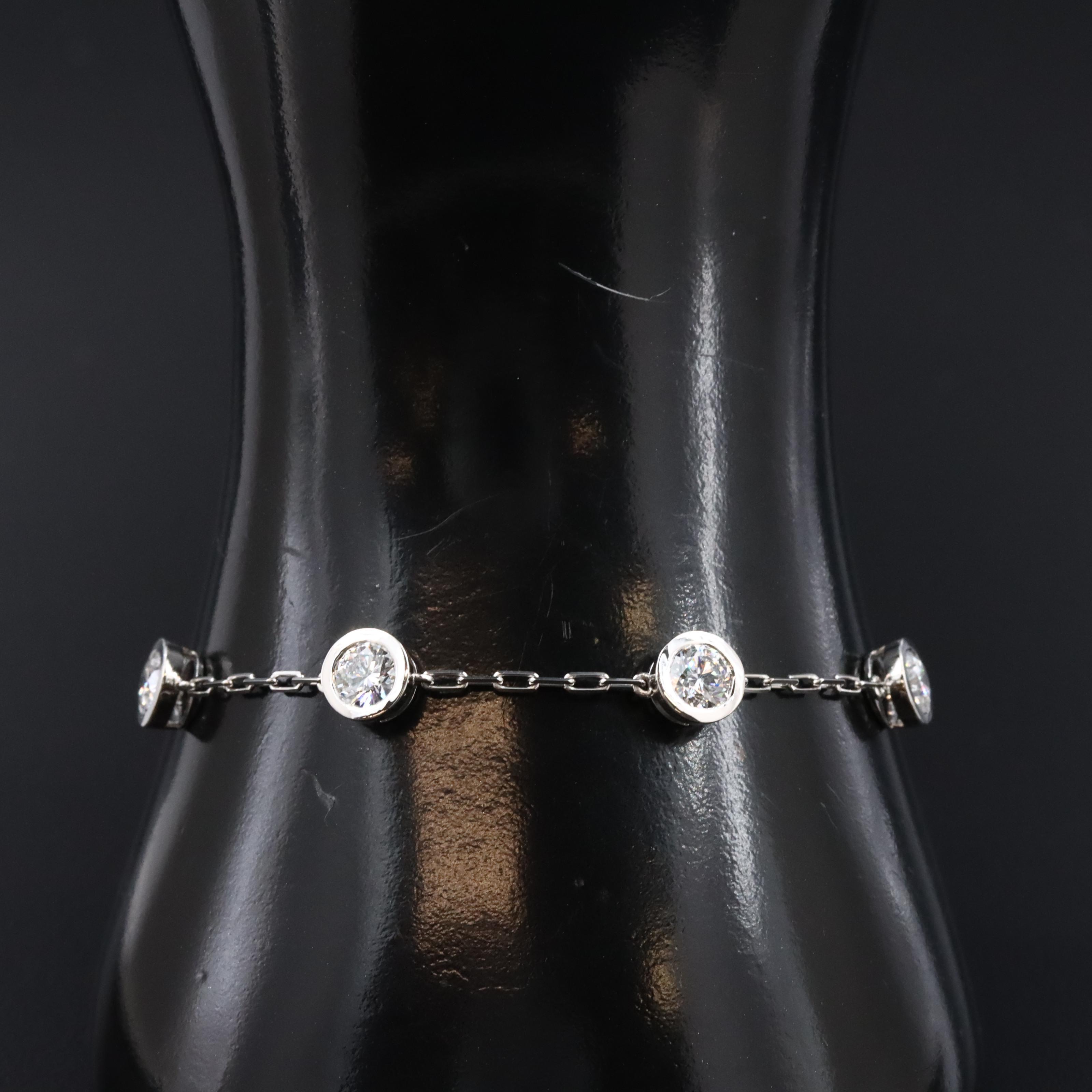 Platinum 3.44 CTW Lab Grown Diamond Station Bracelet