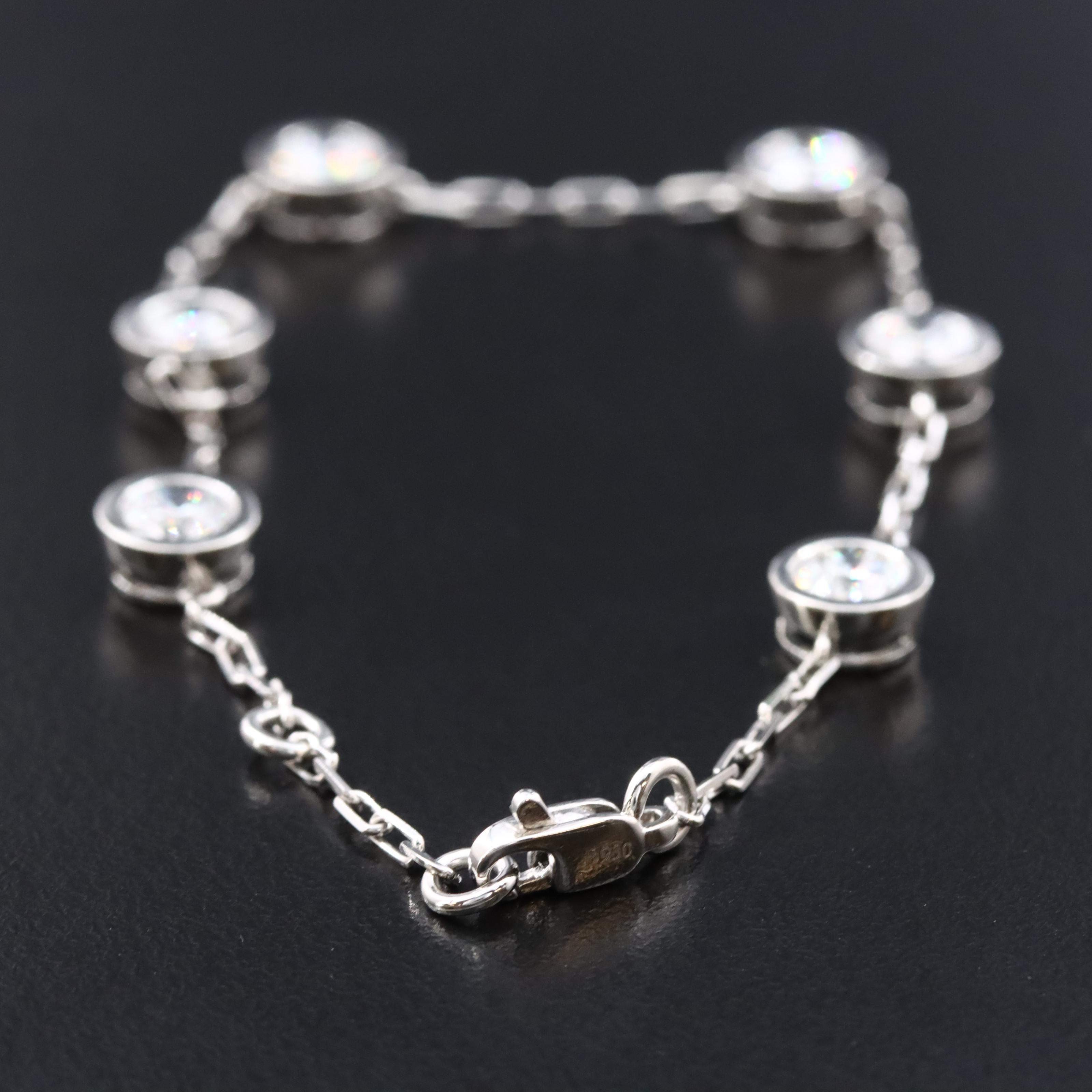 Platinum 3.44 CTW Lab Grown Diamond Station Bracelet