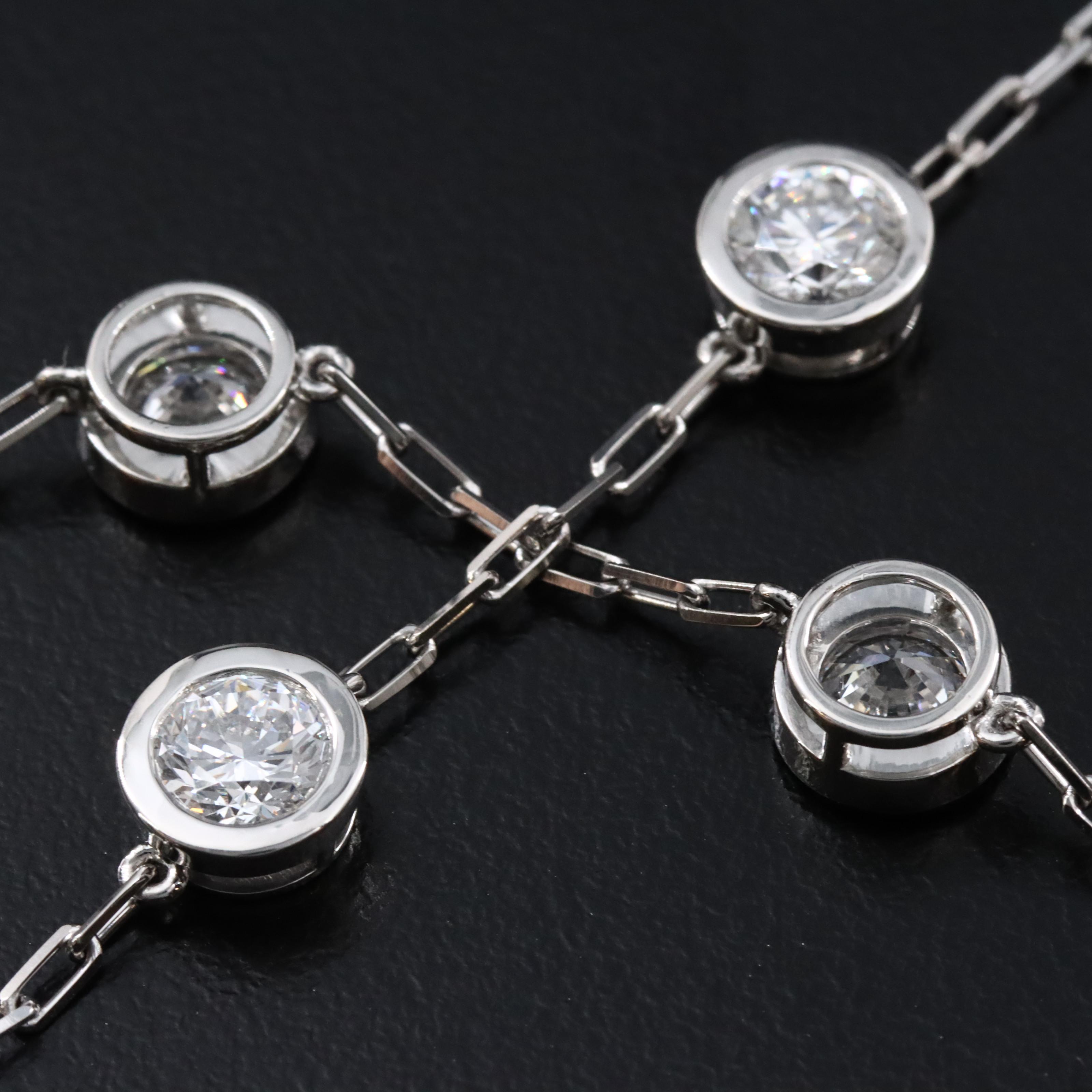 Platinum 3.44 CTW Lab Grown Diamond Station Bracelet