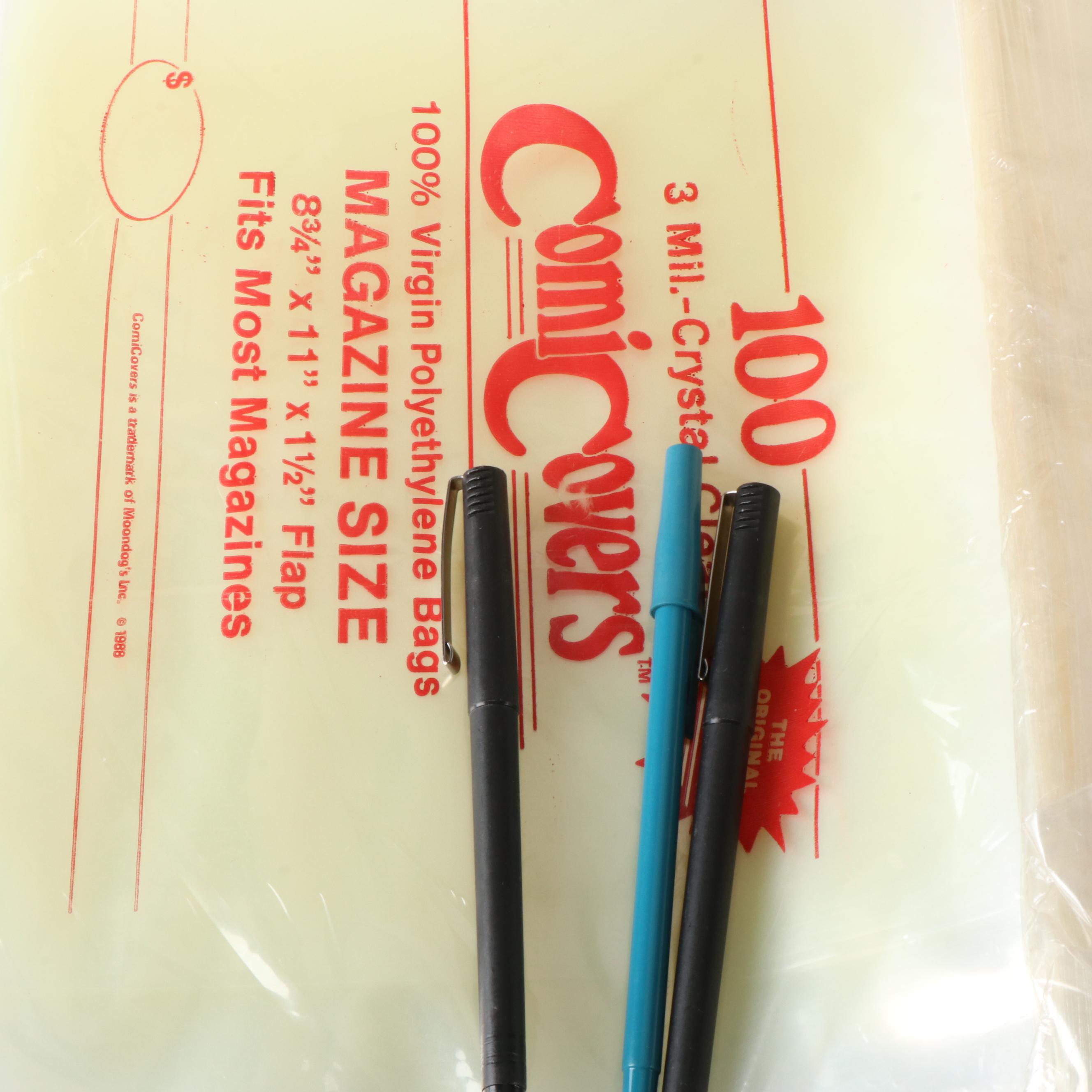 Cardboard Separators, Plastic Sleeves and White Cards for Storing Comic Books