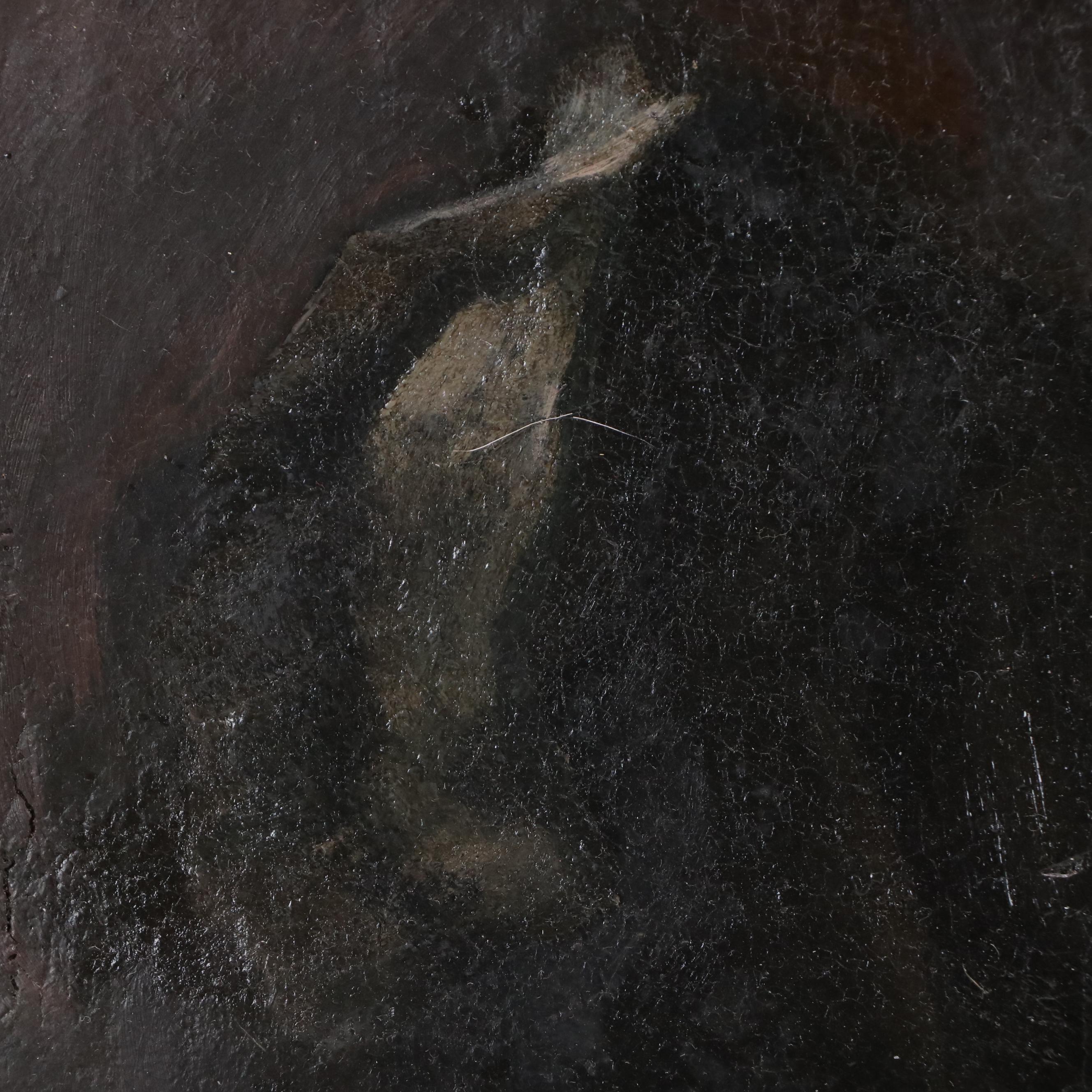 English School Oil Portrait of a Woman with a Muff, Circa 1785