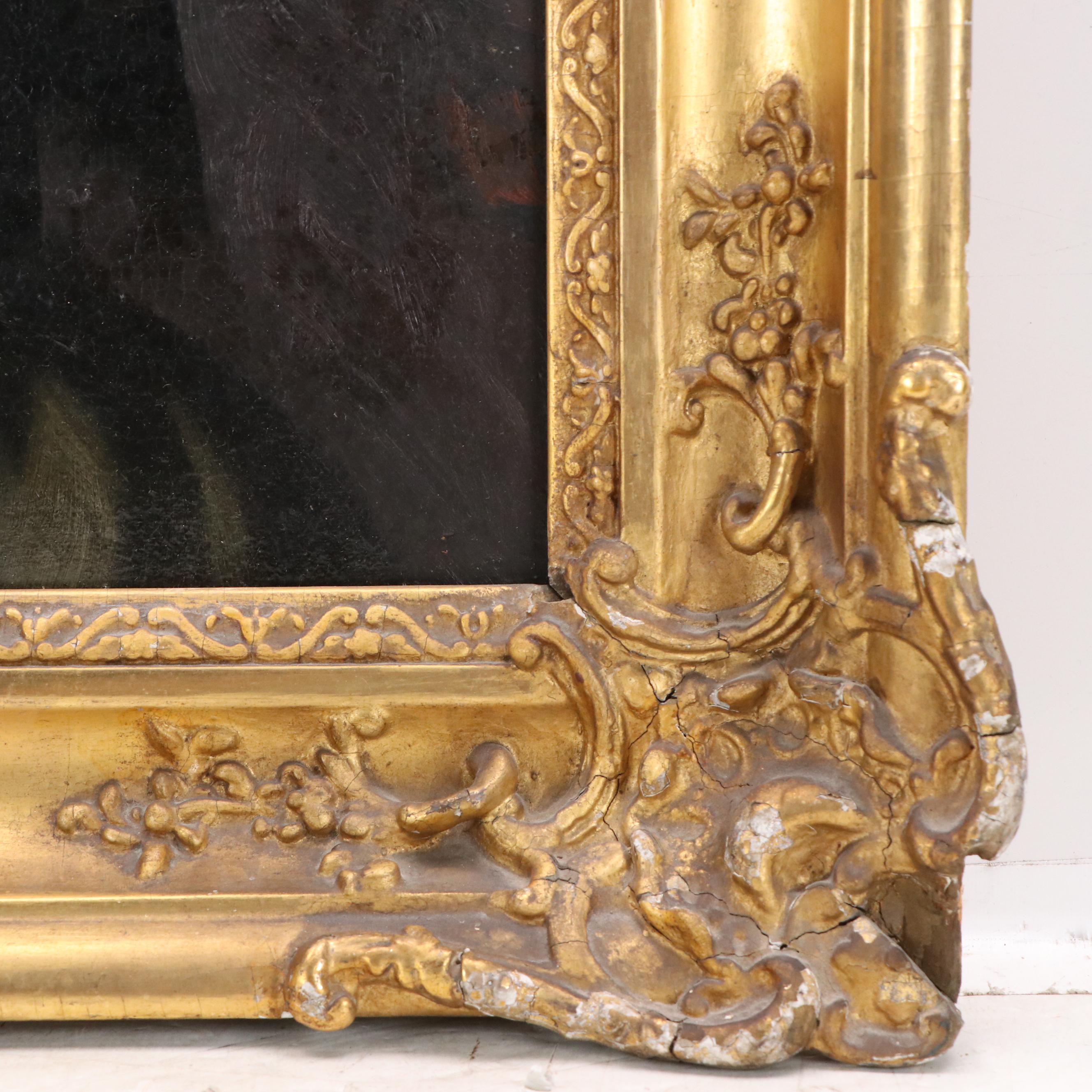 English School Oil Portrait of a Woman with a Muff, Circa 1785