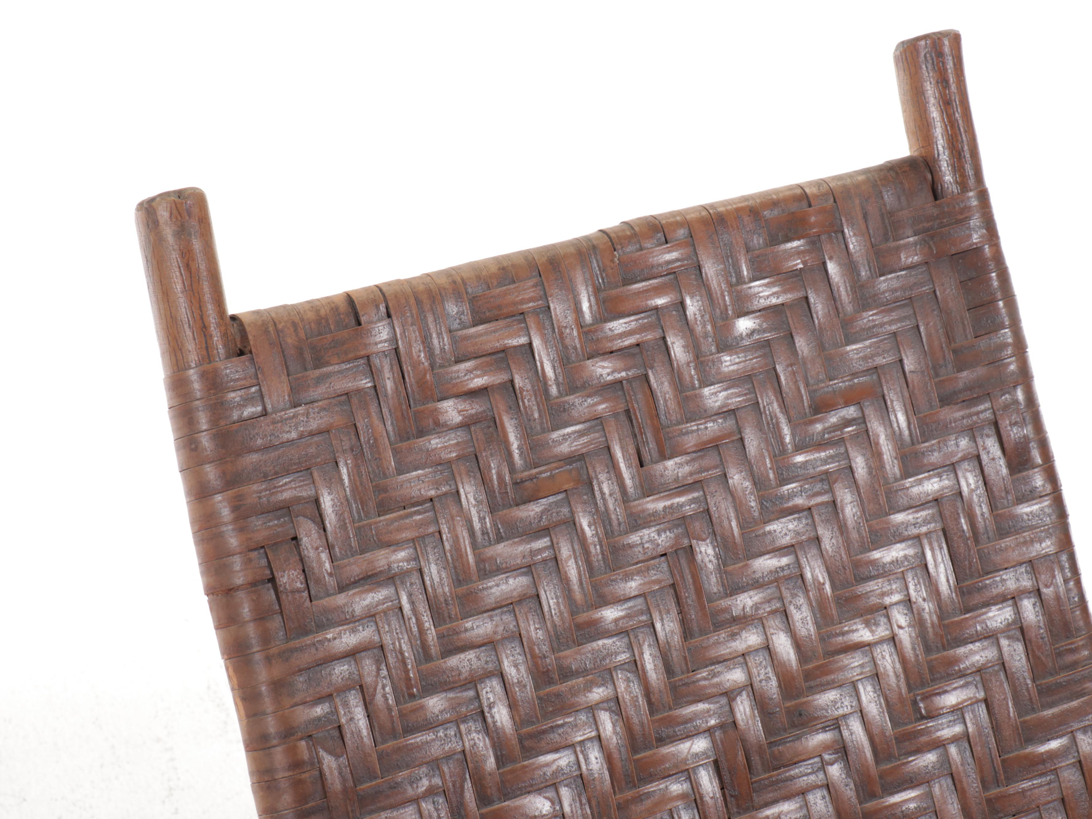 Adirondack Style Woven Willow Bark Lounge Chair with Ottoman