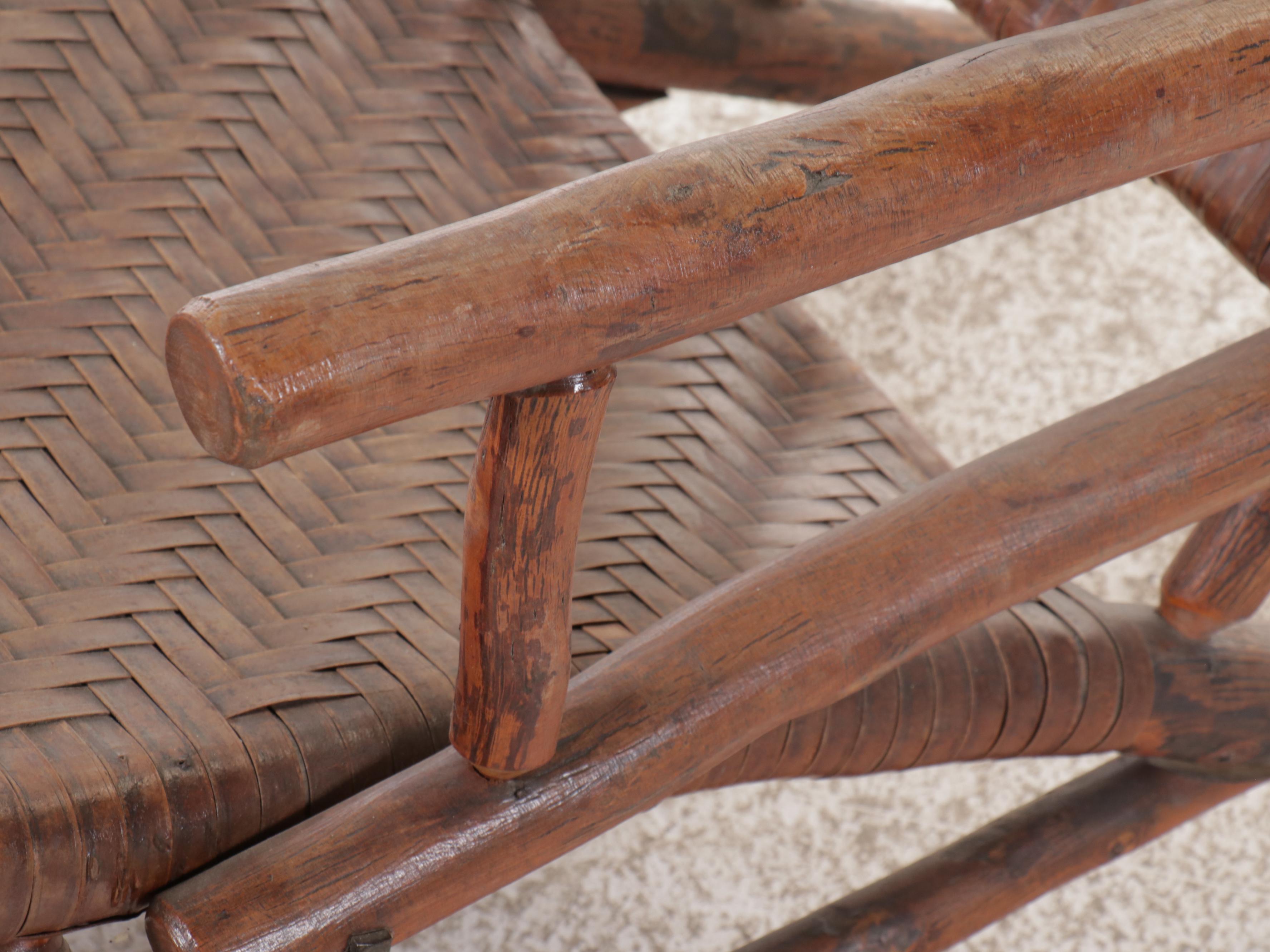 Adirondack Style Woven Willow Bark Lounge Chair with Ottoman