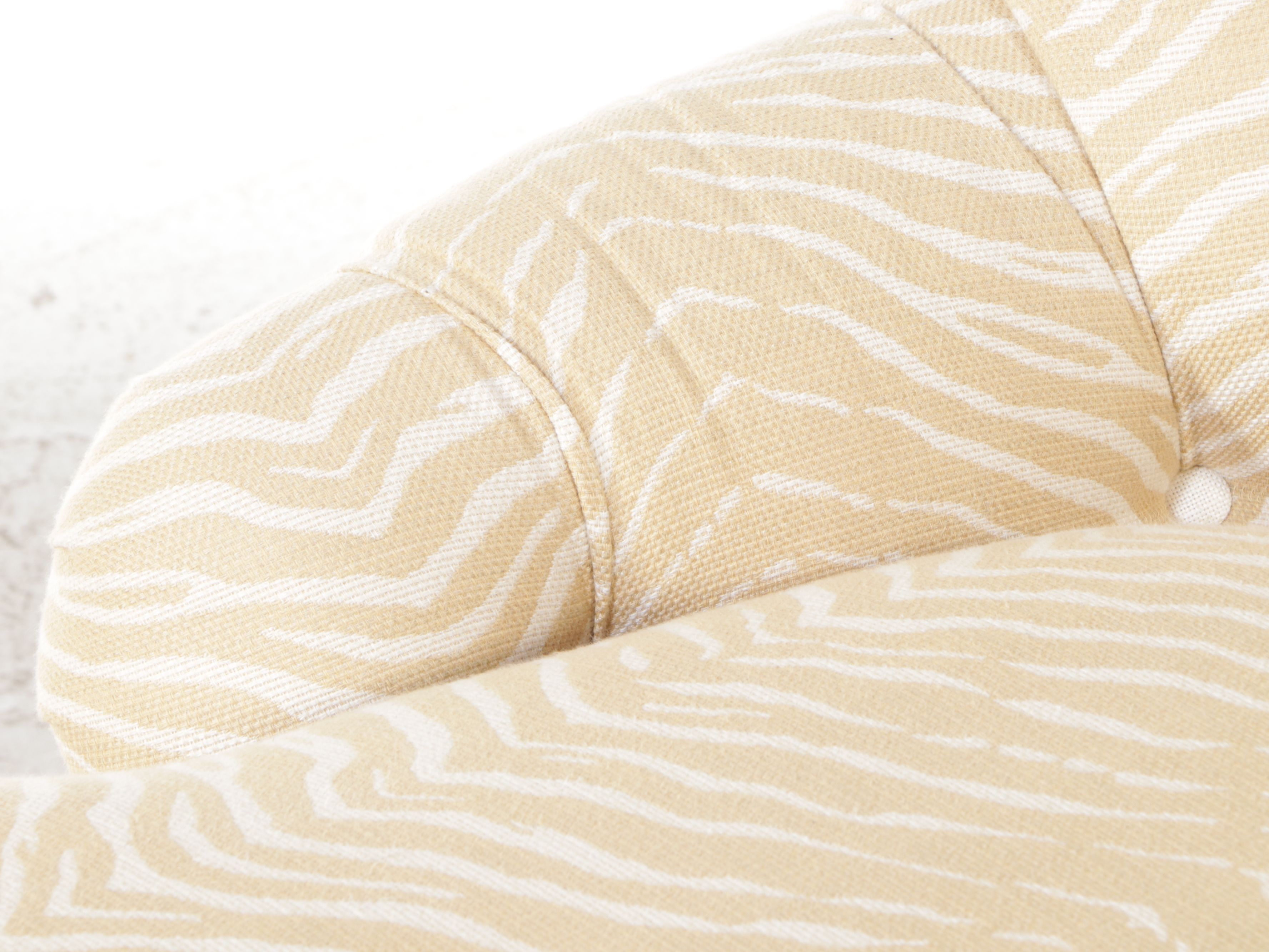 William Douglass Blonde Zebra Print Tufted and Upholstered Chaise Lounge