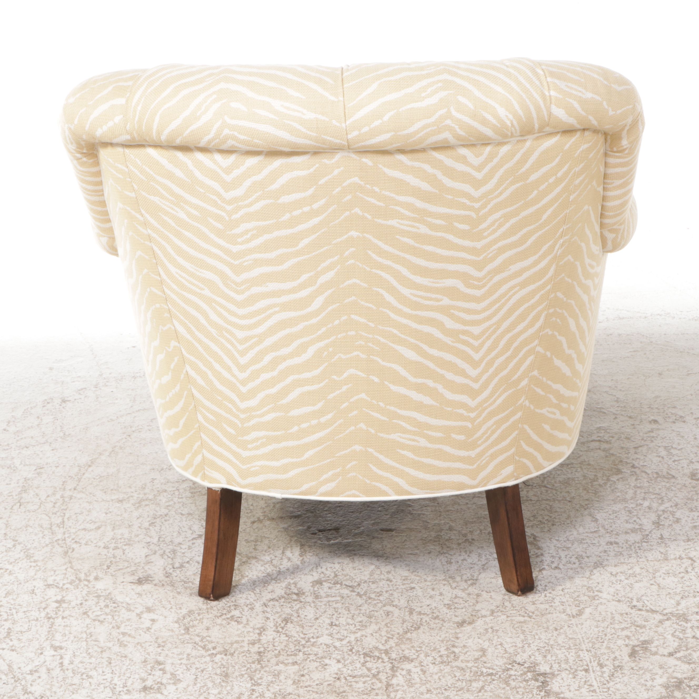 William Douglass Blonde Zebra Print Tufted and Upholstered Chaise Lounge