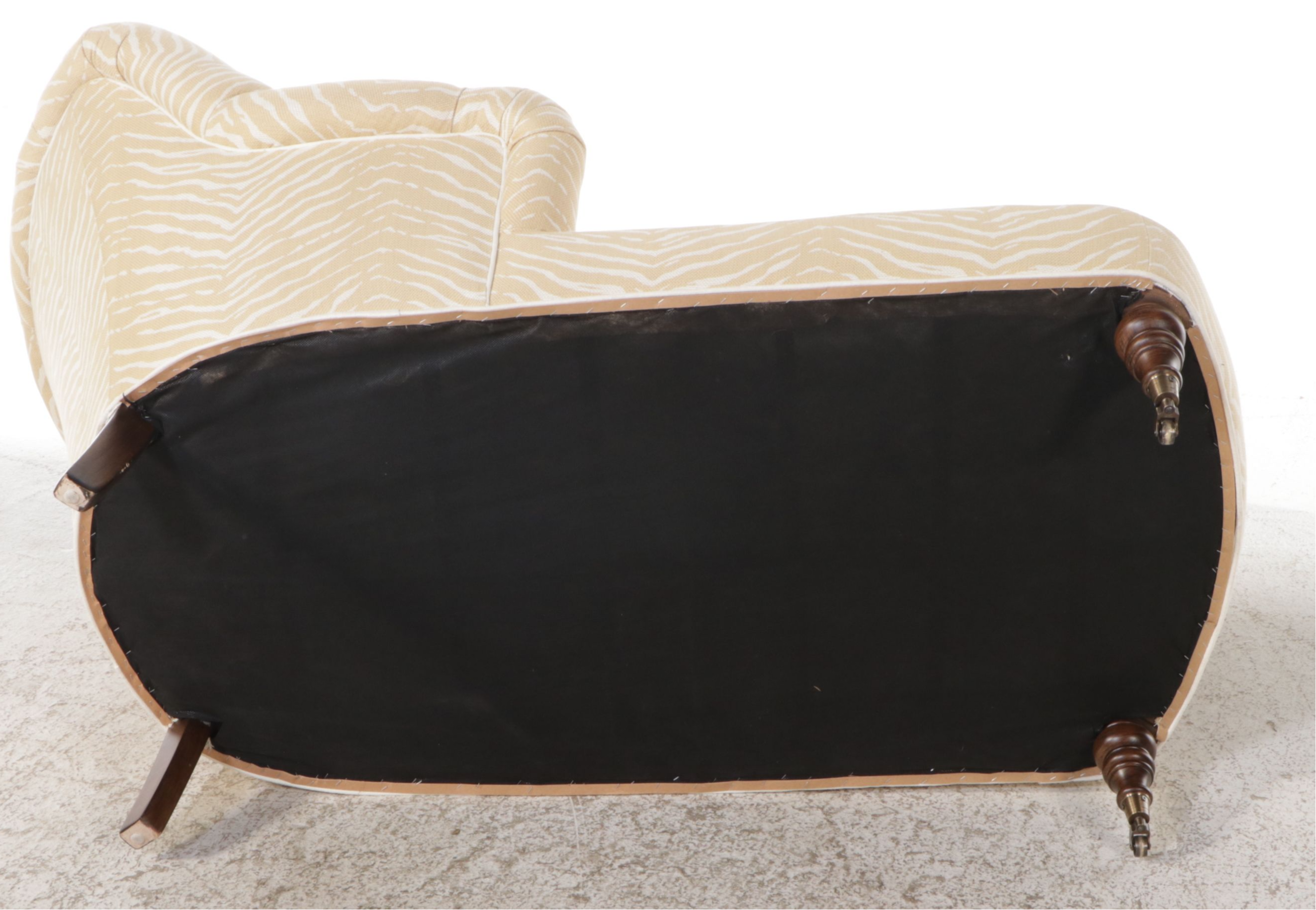 William Douglass Blonde Zebra Print Tufted and Upholstered Chaise Lounge