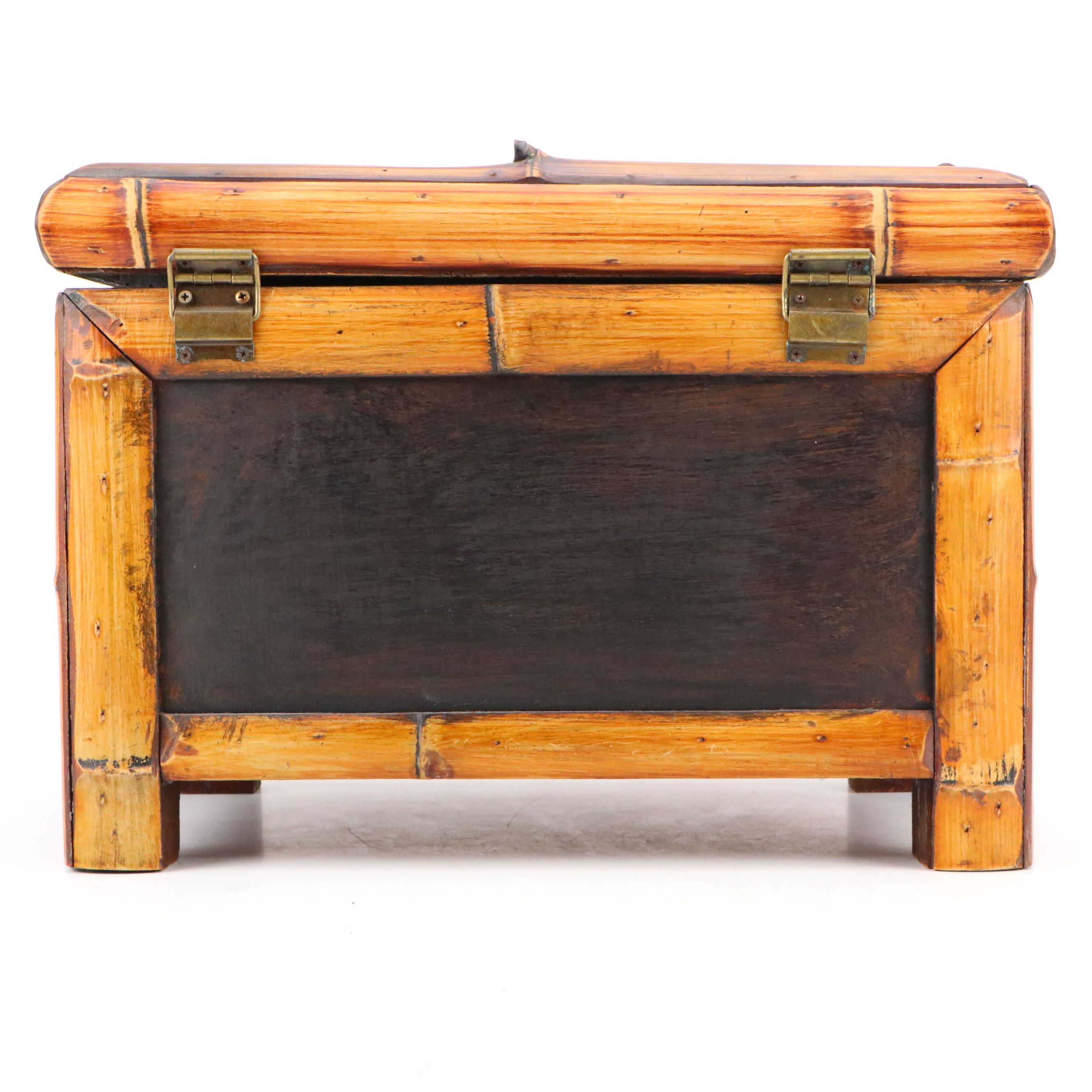 Handmade Bamboo and Rattan Chest with Butterfly Motif