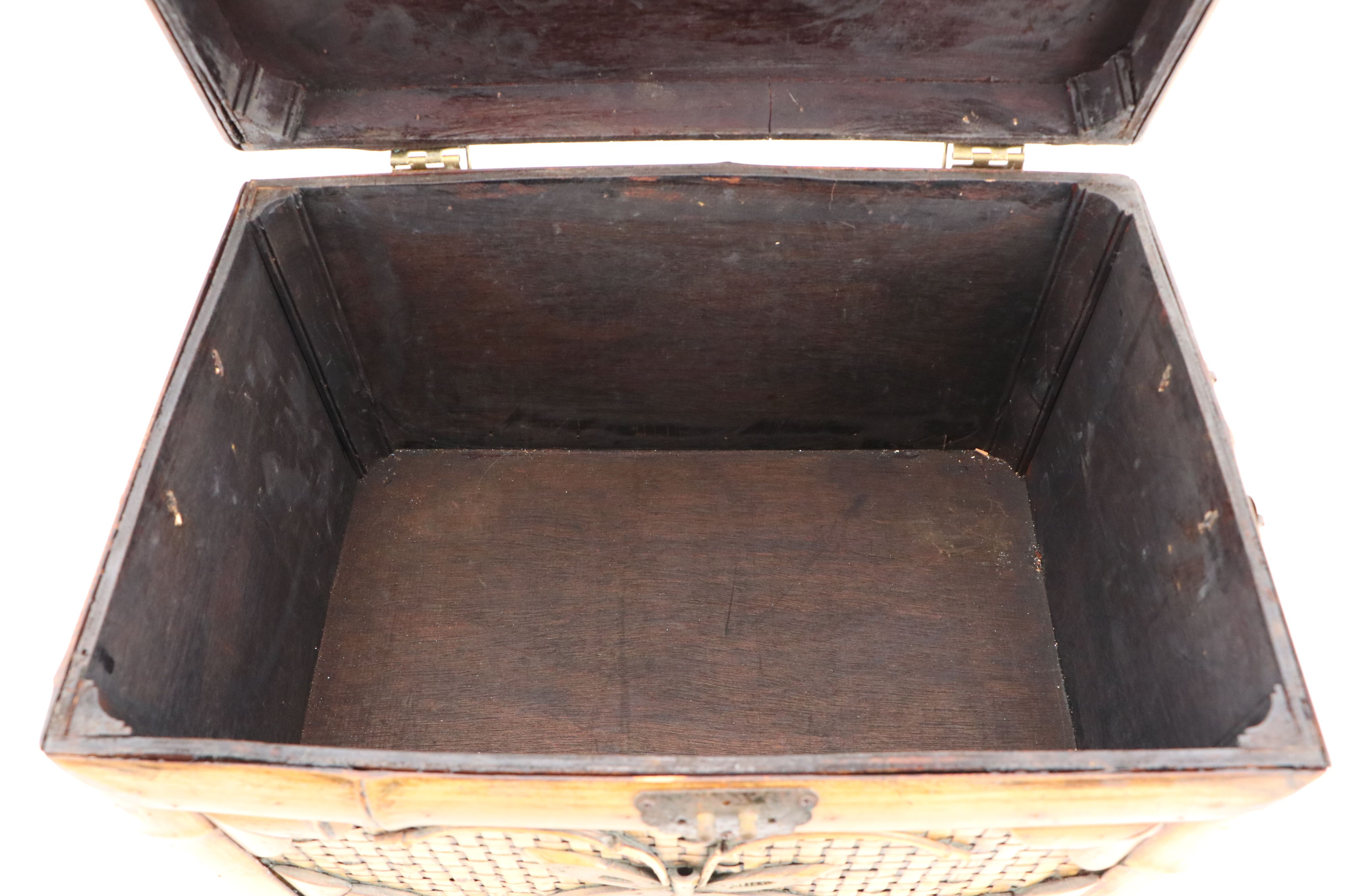 Handmade Bamboo and Rattan Chest with Butterfly Motif