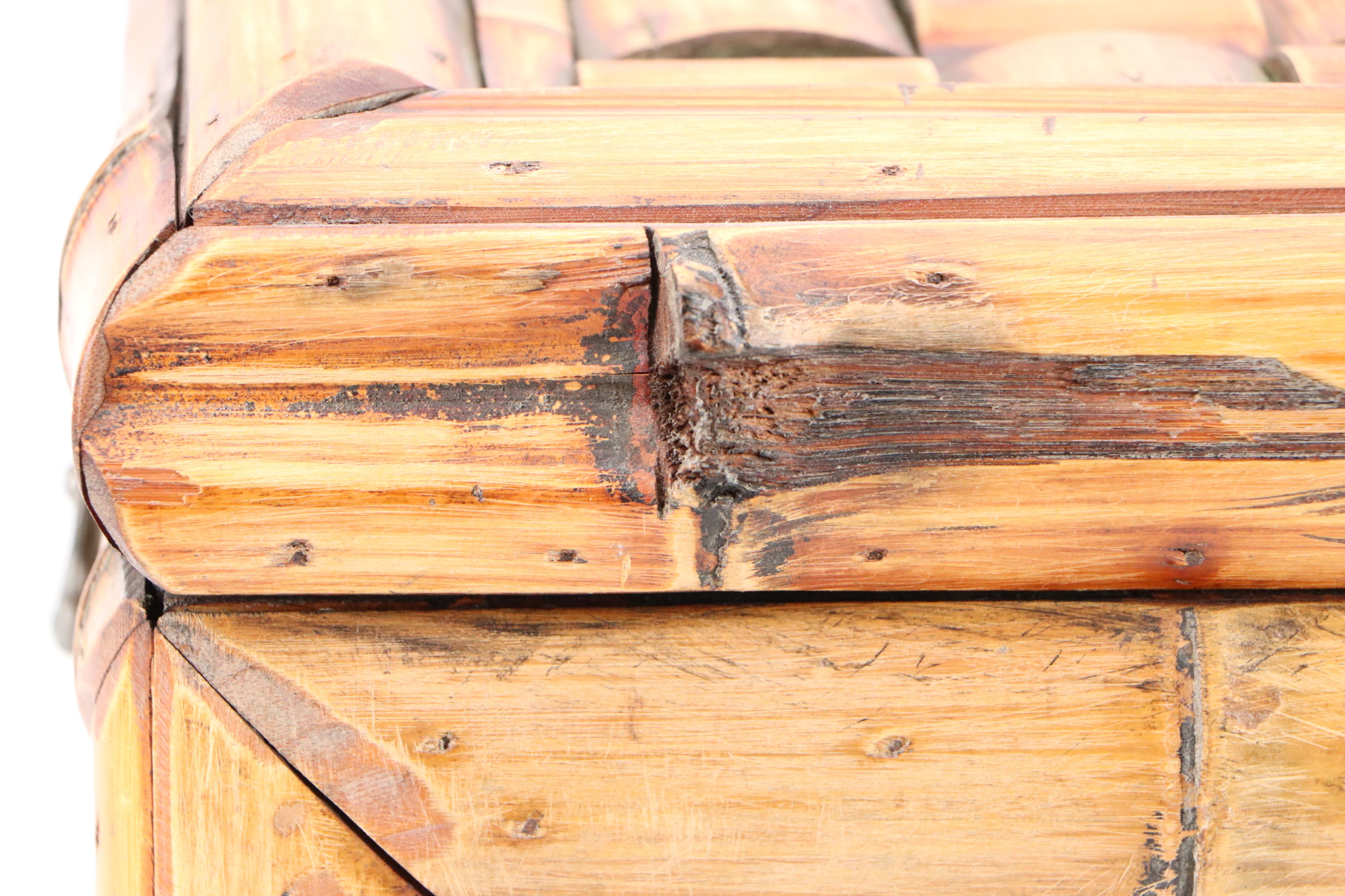 Handmade Bamboo and Rattan Chest with Butterfly Motif