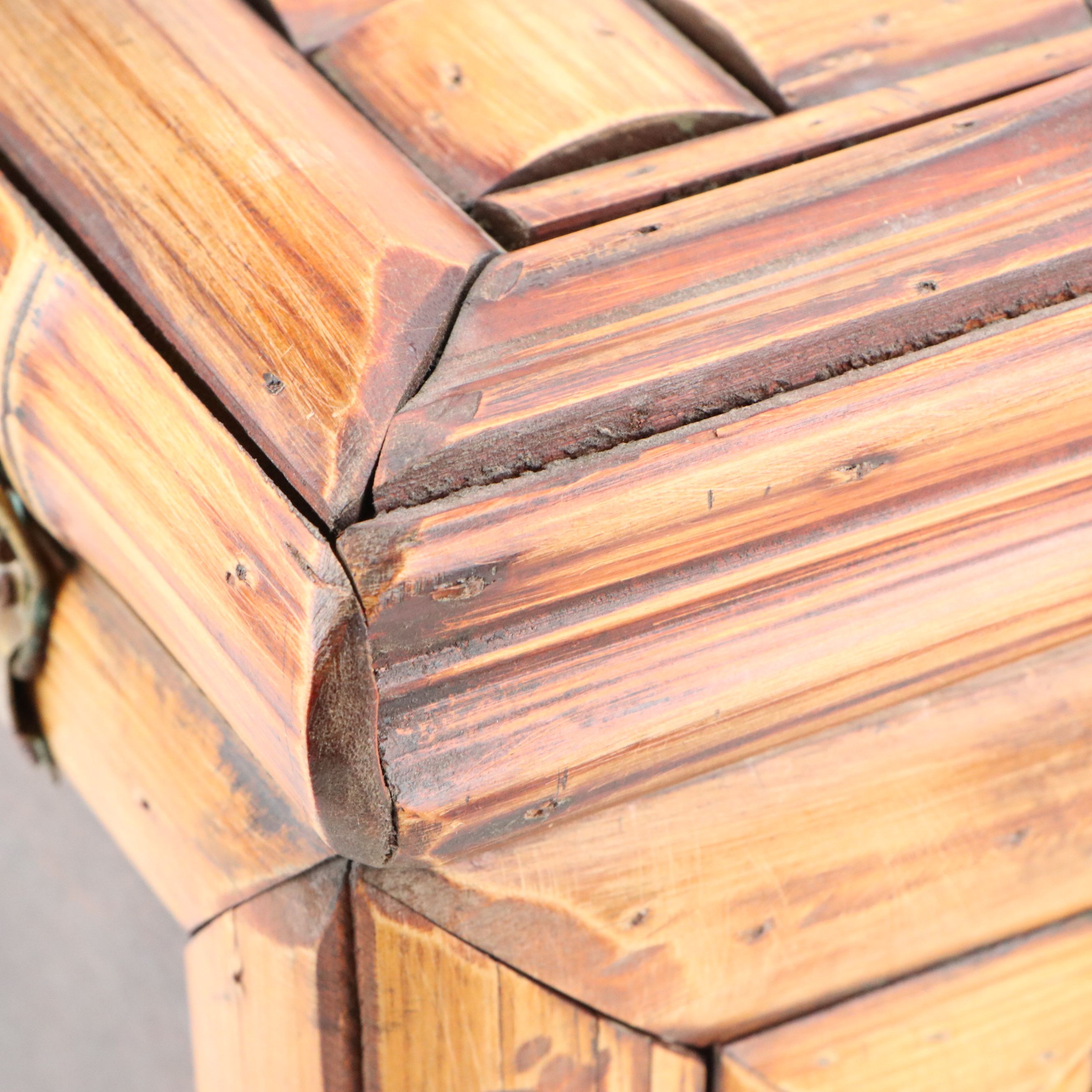Handmade Bamboo and Rattan Chest with Butterfly Motif