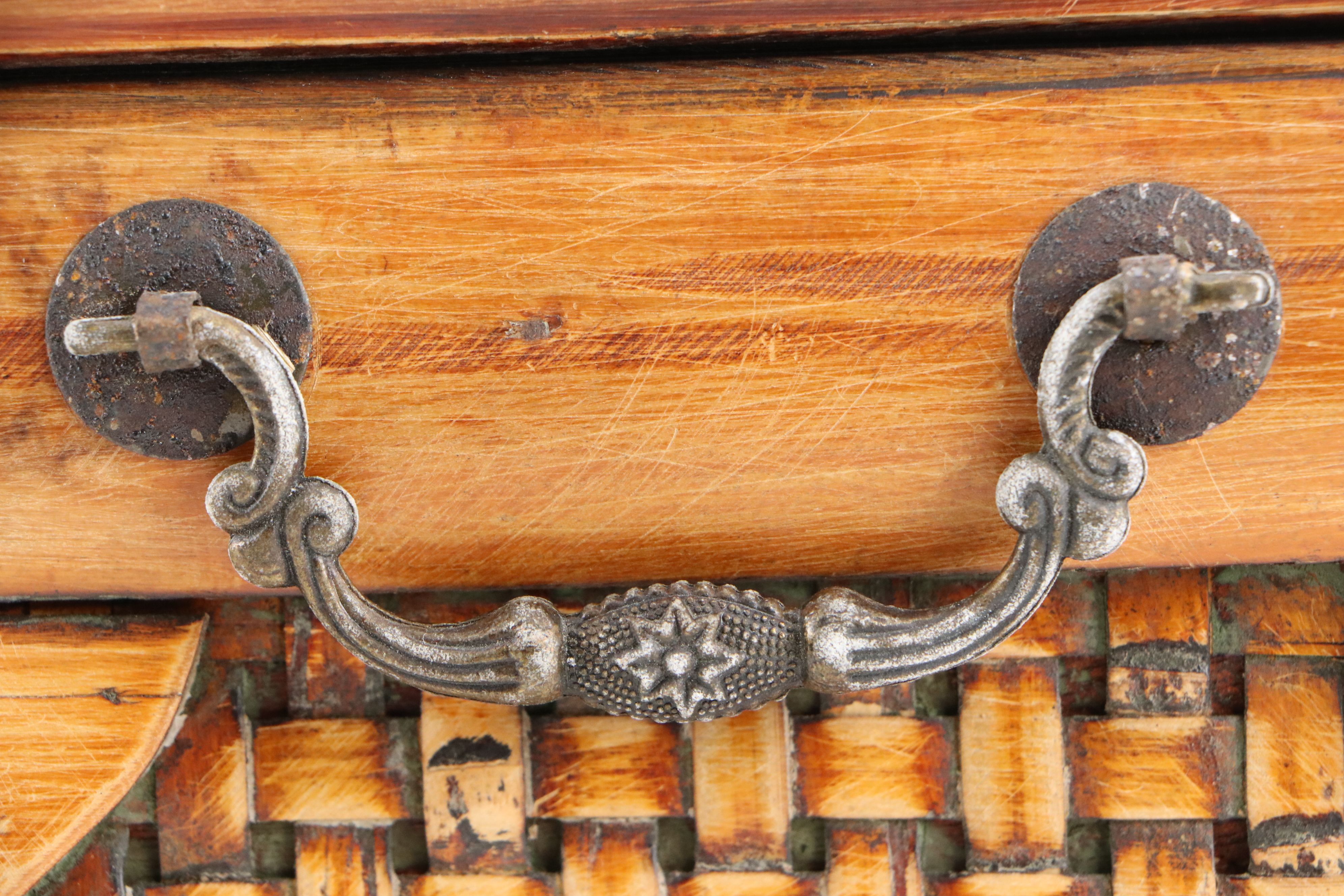 Handmade Bamboo and Rattan Chest with Butterfly Motif