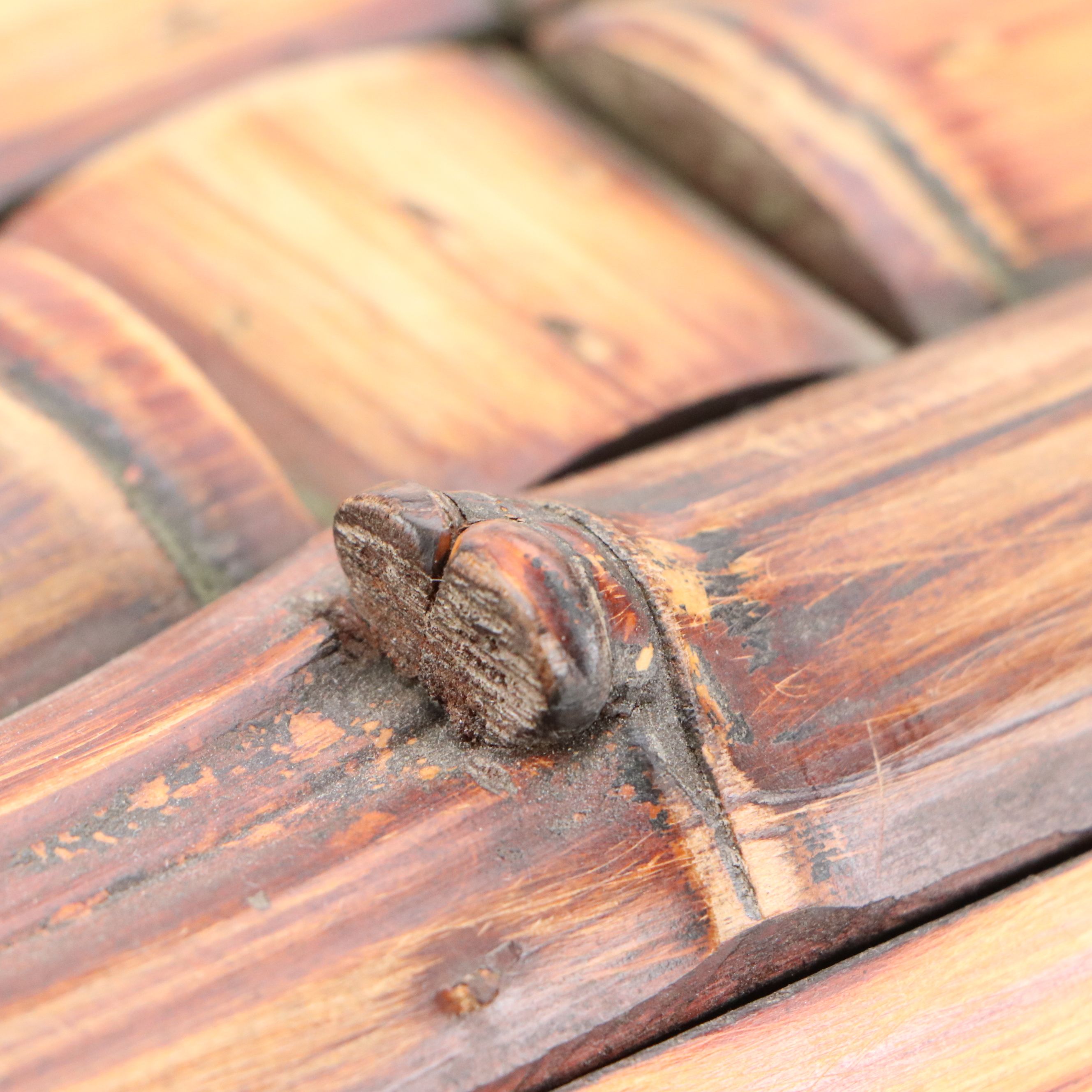 Handmade Bamboo and Rattan Chest with Butterfly Motif