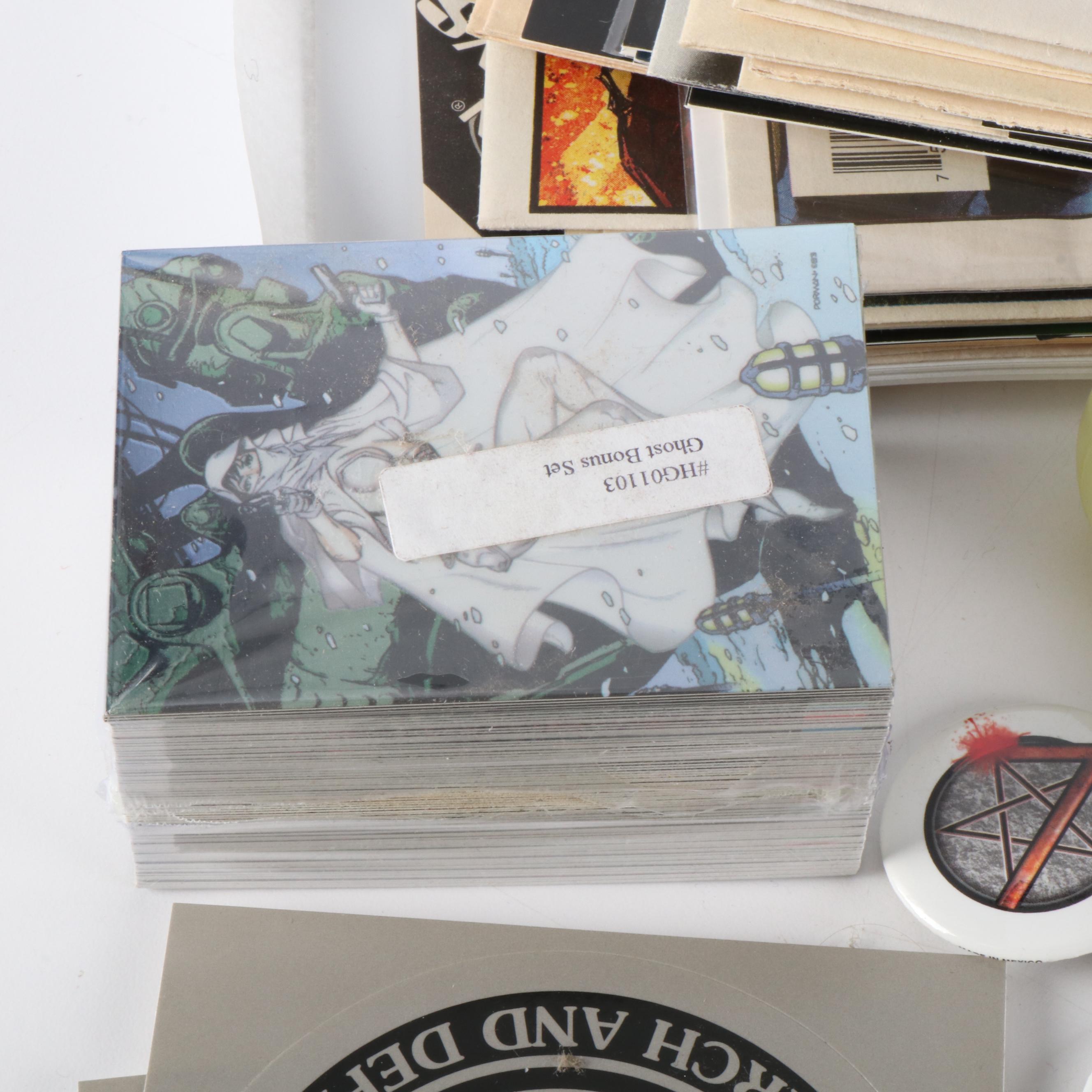 Comic Book Previews, Buttons, Stickers and Stamps