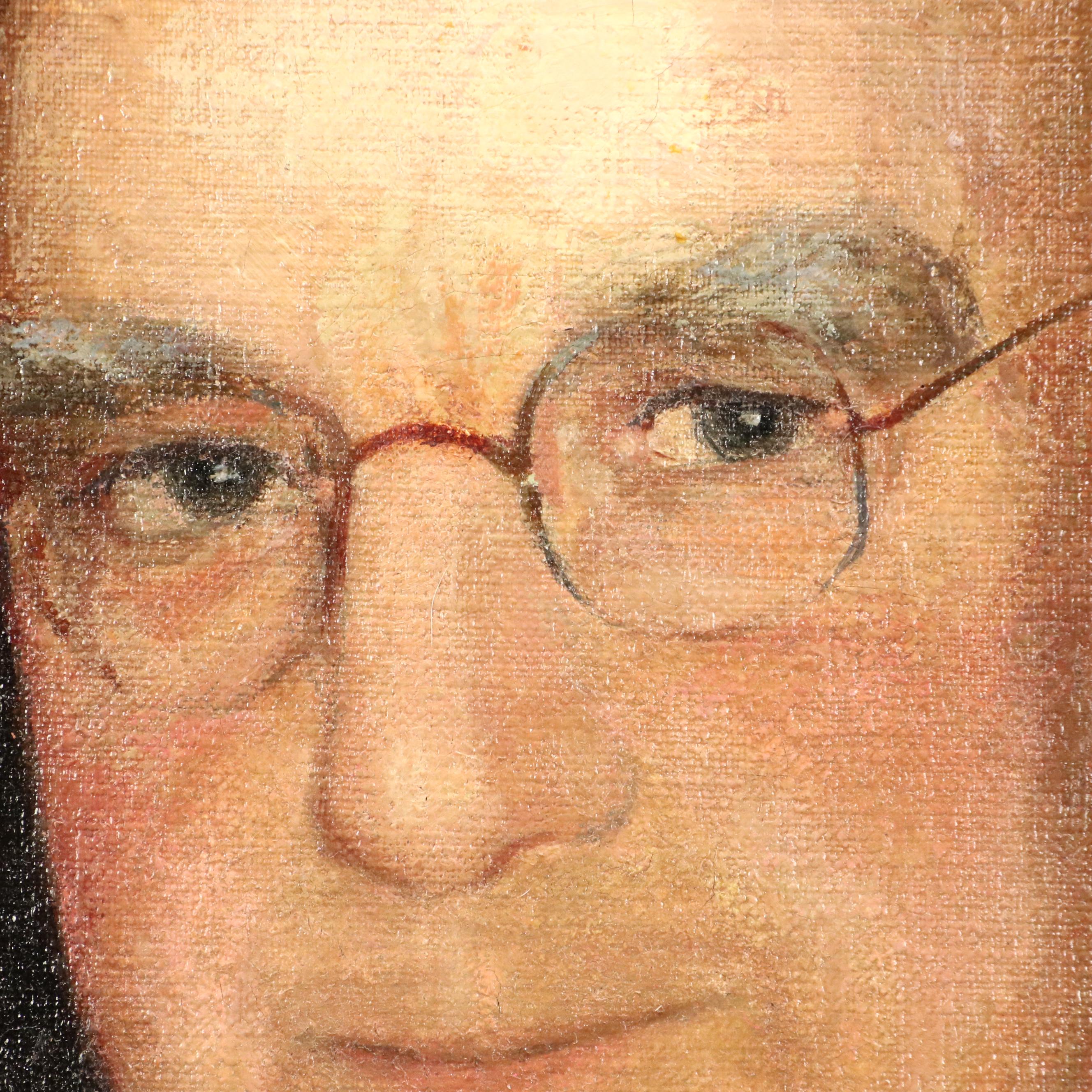 James R. Hopkins Oil Painting Portrait of Businessman with Pencil