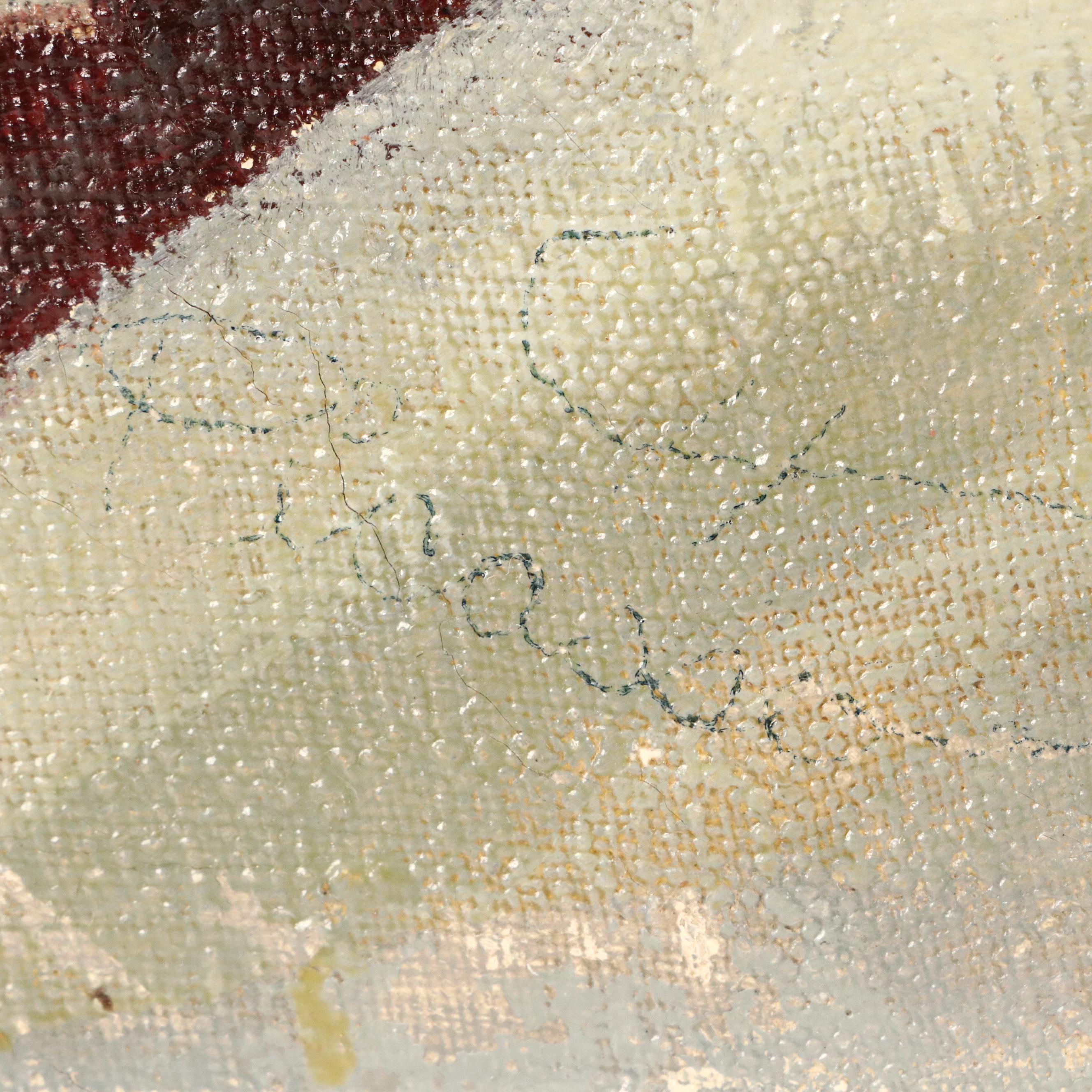 James R. Hopkins Oil Painting Portrait of Businessman with Pencil