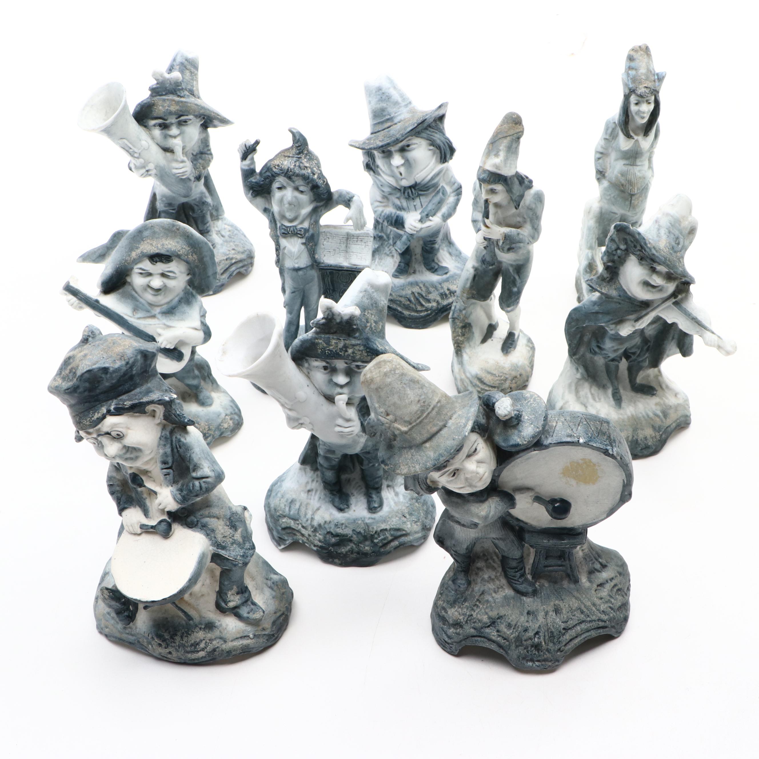 German Bisque Dwarf Band and Other Figurines, Late 19th/Early 20th Century