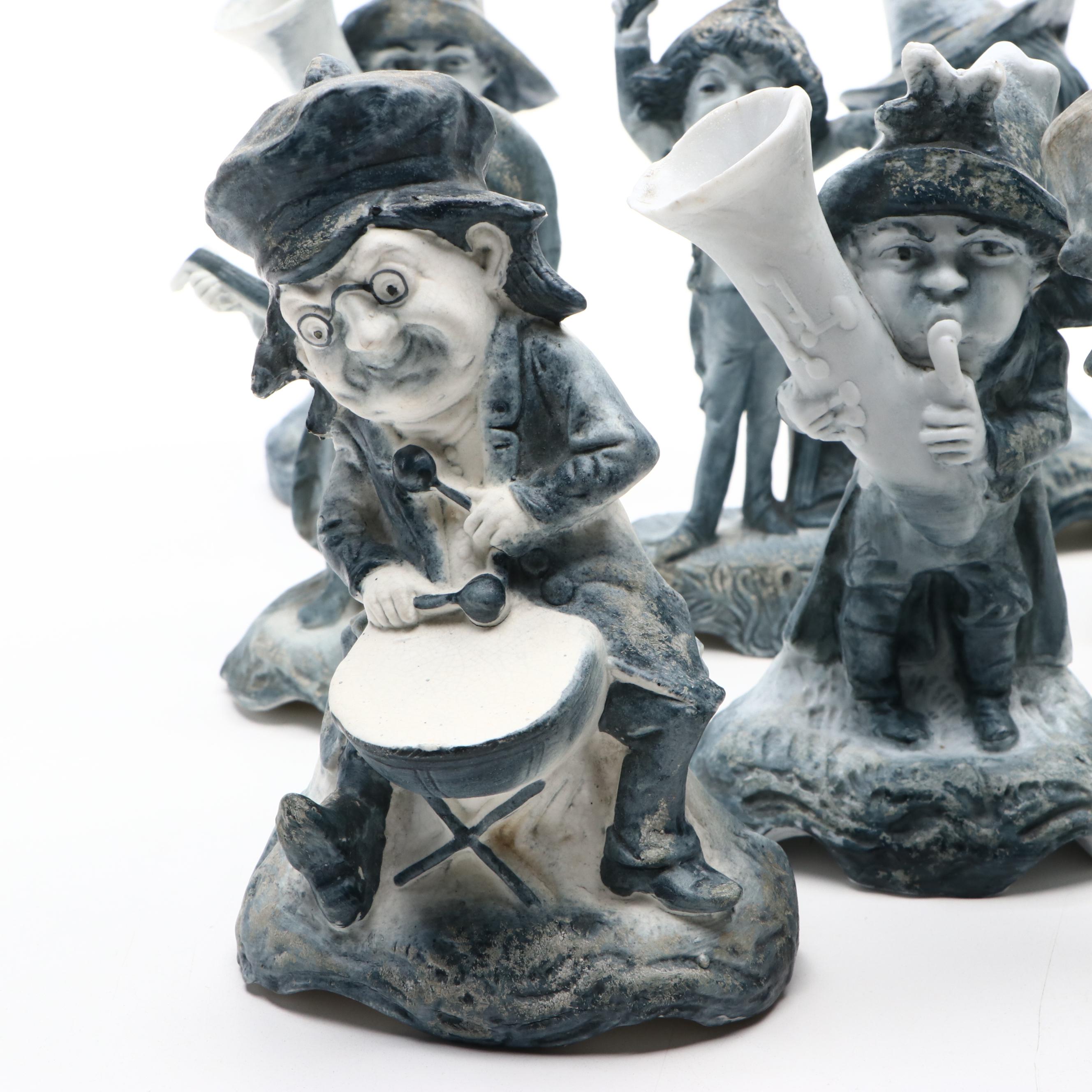German Bisque Dwarf Band and Other Figurines, Late 19th/Early 20th Century