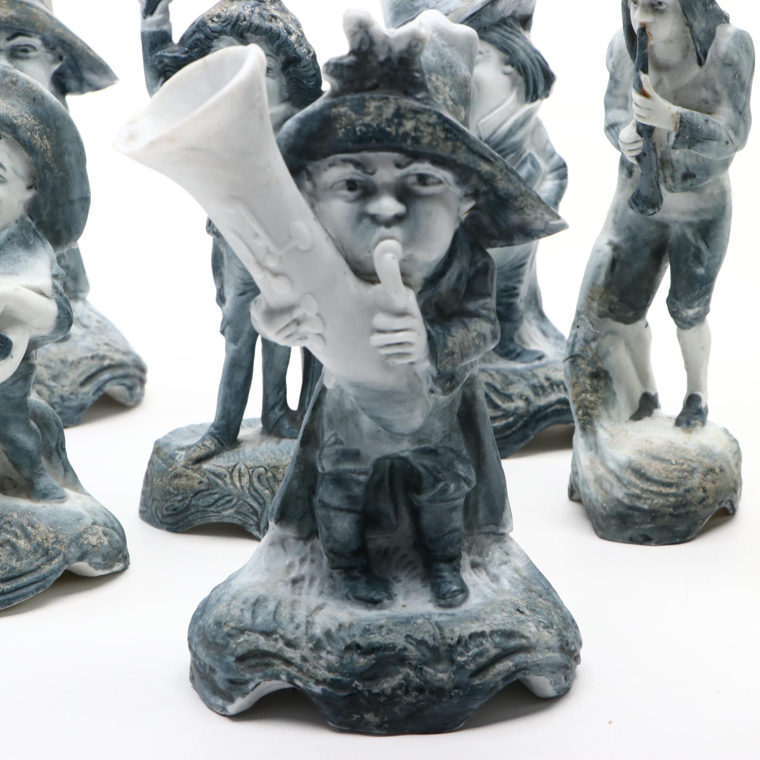 German Bisque Dwarf Band and Other Figurines, Late 19th/Early 20th Century