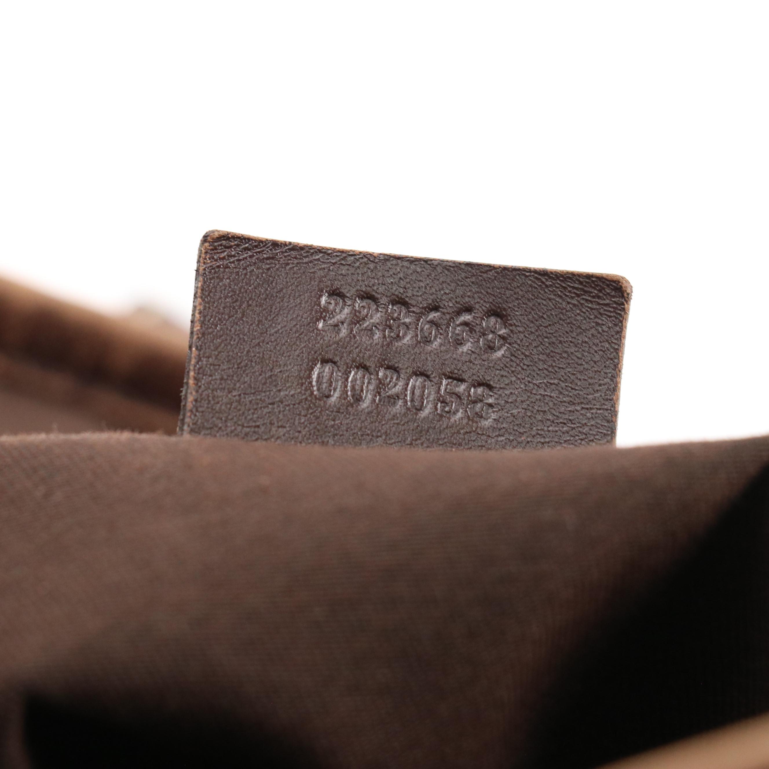 Gucci Vertical Joy Tote in GG Supreme Canvas and Dark Brown Leather Trim