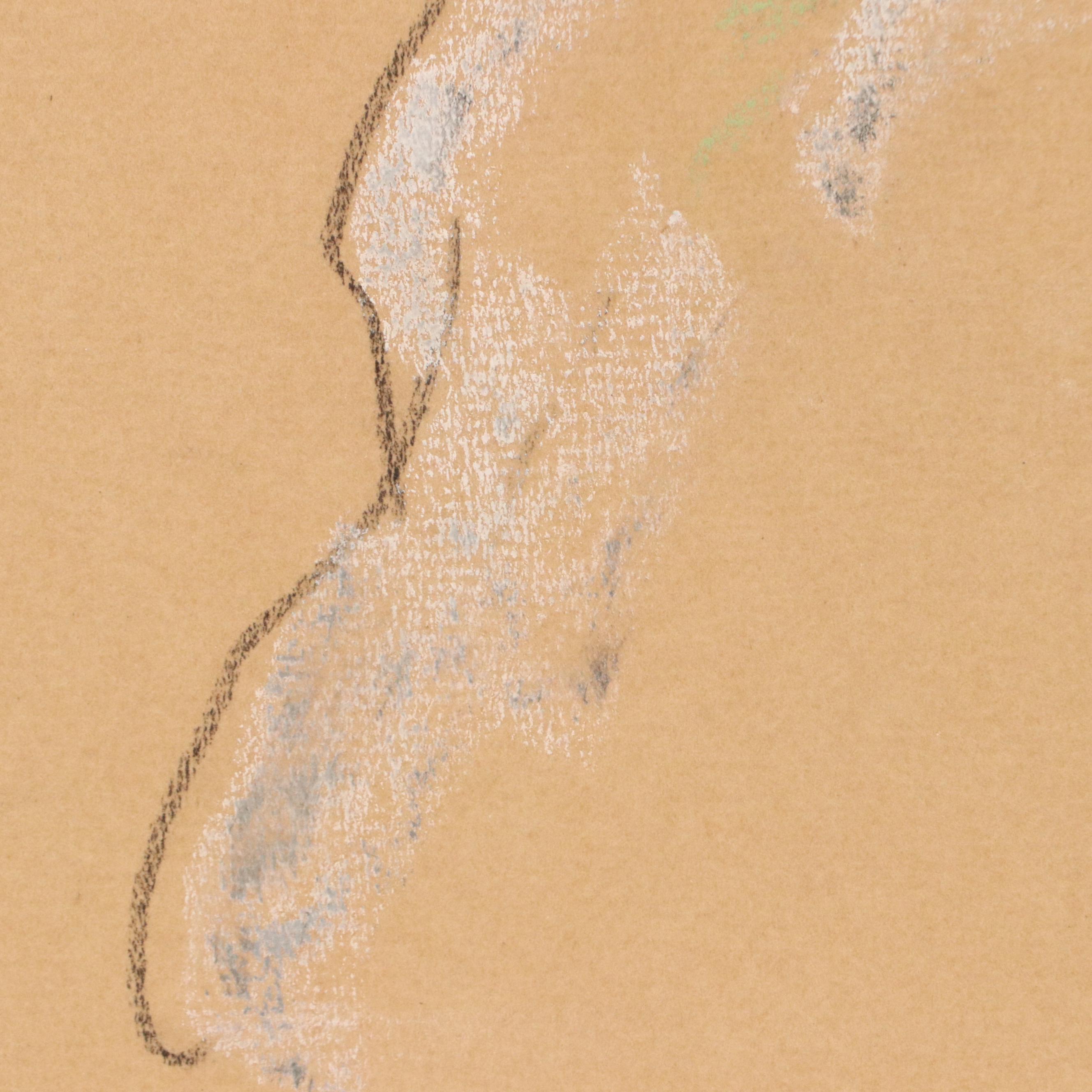 Herbert Barnett Chalk Pastel Portrait Drawing of Child in Profile